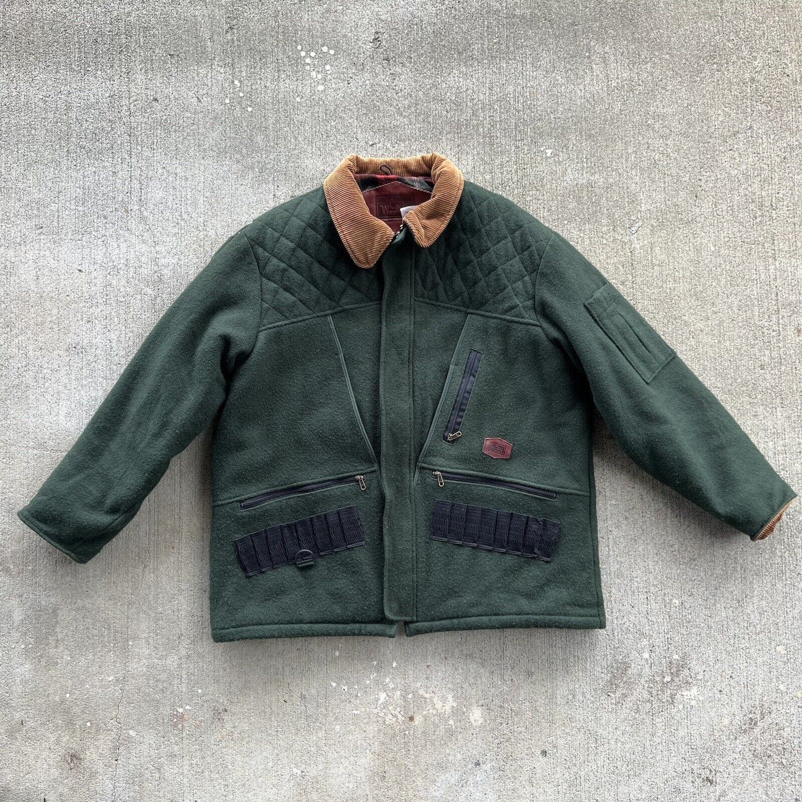 image of Woolrich Woolen Mills Vintage Woolrich Hunting Jacket XL Green Wool Plaid Lined, Men's