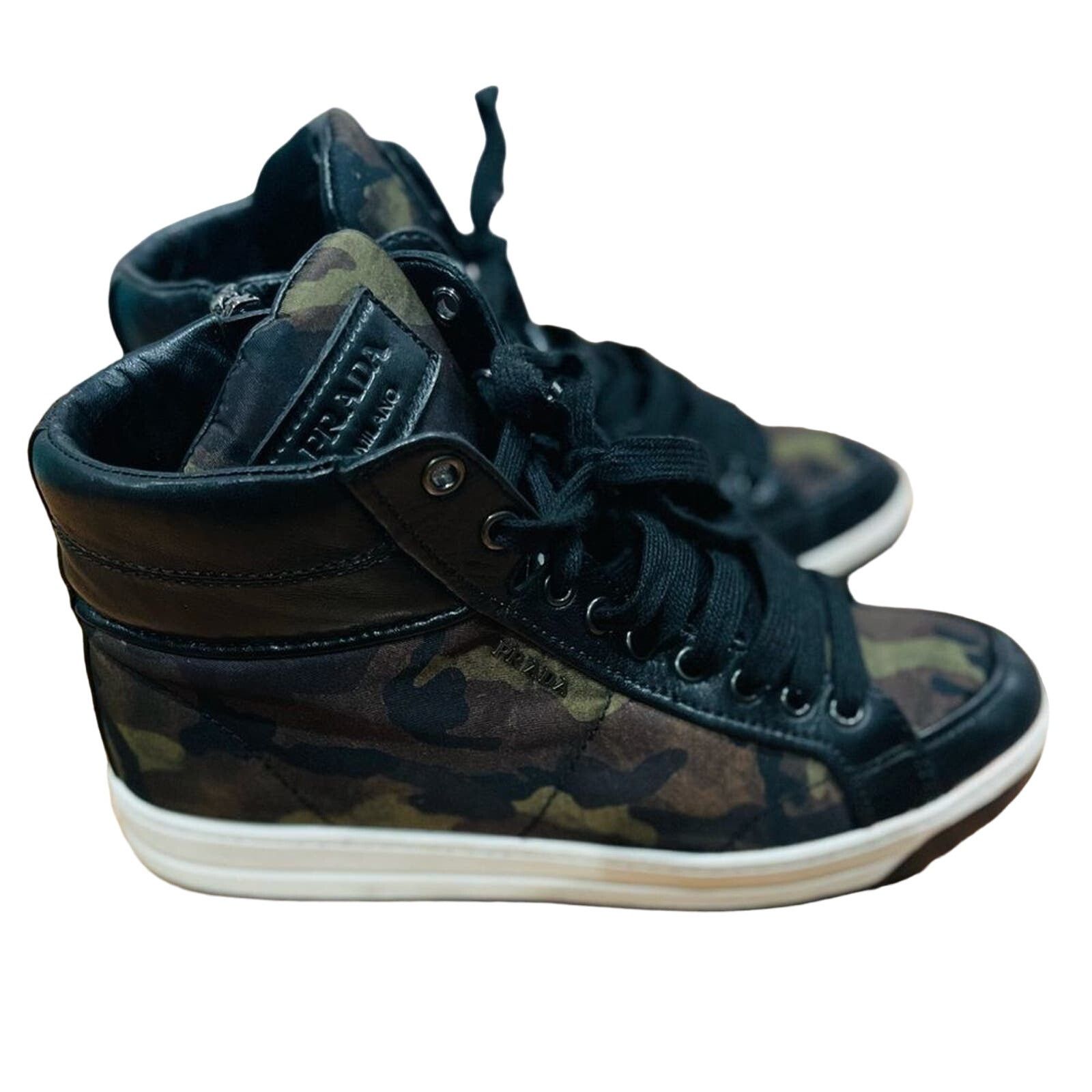 Prada PRADA Vintage Mens Camouflage High Top Logo Sneakers Sz 38.5 Size US 6 / EU 39 - 6 Thumbnail