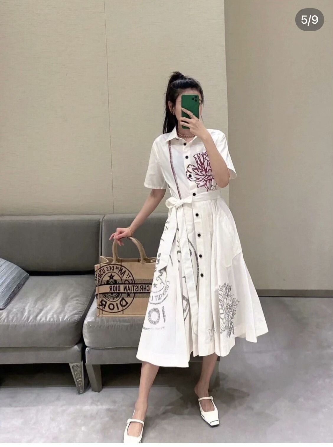 Dior Dior Printed Tie Shirt Dress Size XS / US 0-2 / IT 36-38 - 1 Thumbnail
