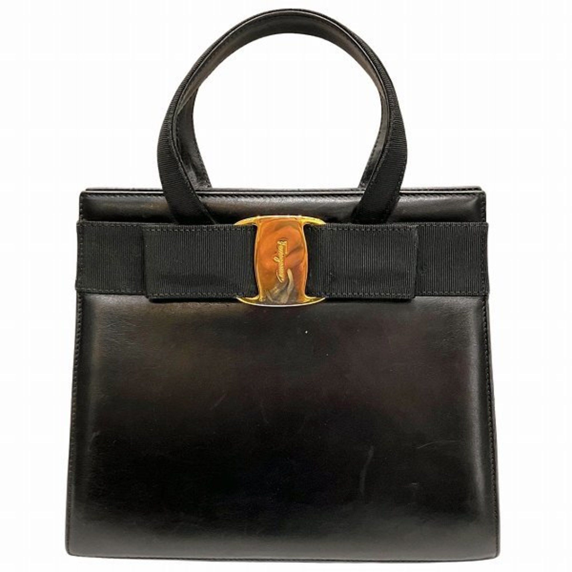 image of Salvatore Ferragamo Ferragamo Vara Ribbon Ba214178 Leather Bag Handbag Women's in Black