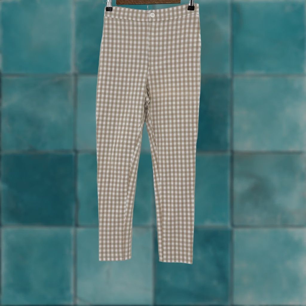 Urban Outfitters Urban Outfitters Gingham Pants Women's Size 4 Beige White Checkered Casual Straight Leg Pants Size 27" / US 4 / IT 40 - 1 Thumbnail