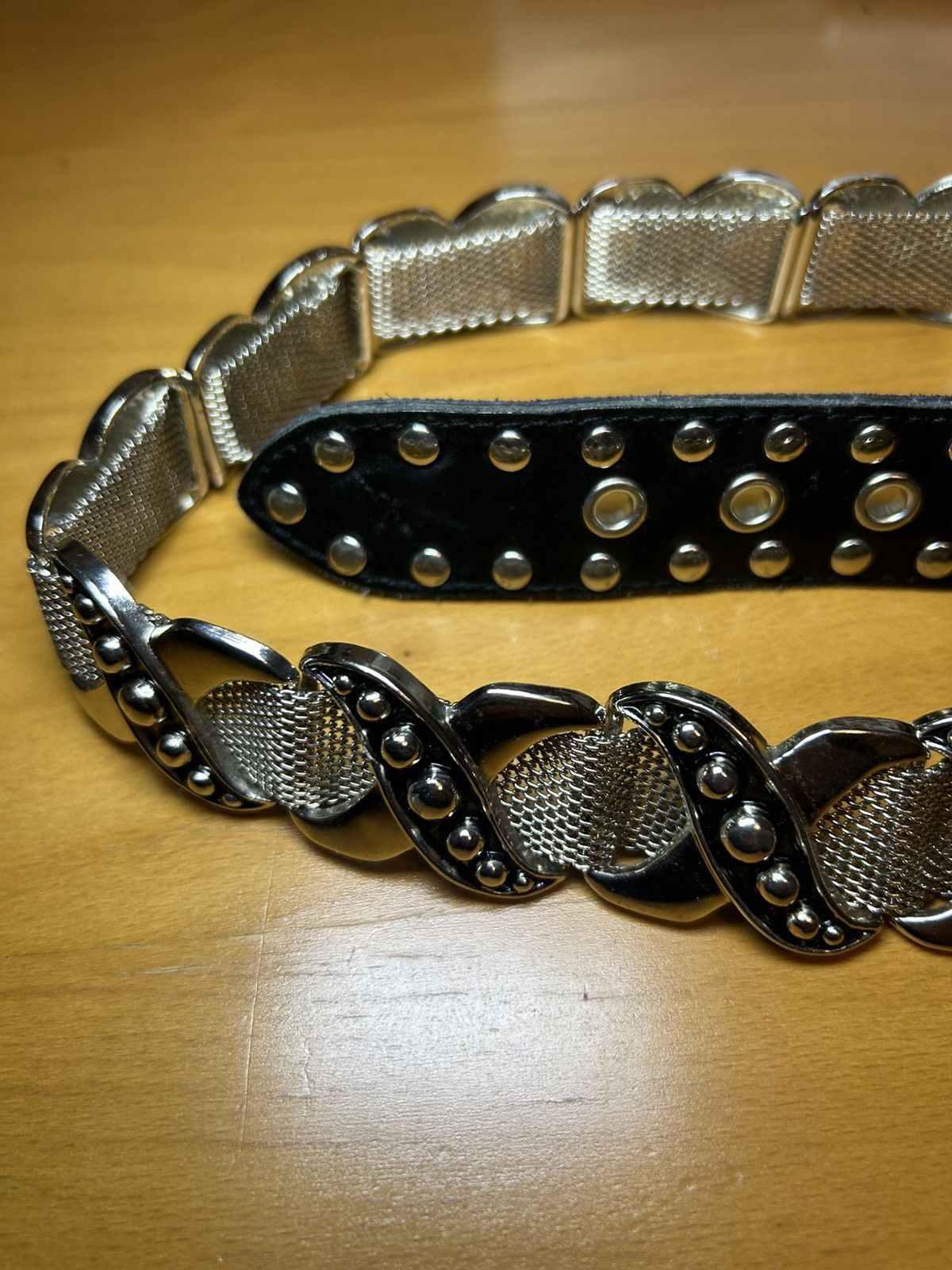 Vintage Vintage Nanni genuine leather “xxx” studded chainmail belt Size ONE SIZE - 5 Thumbnail