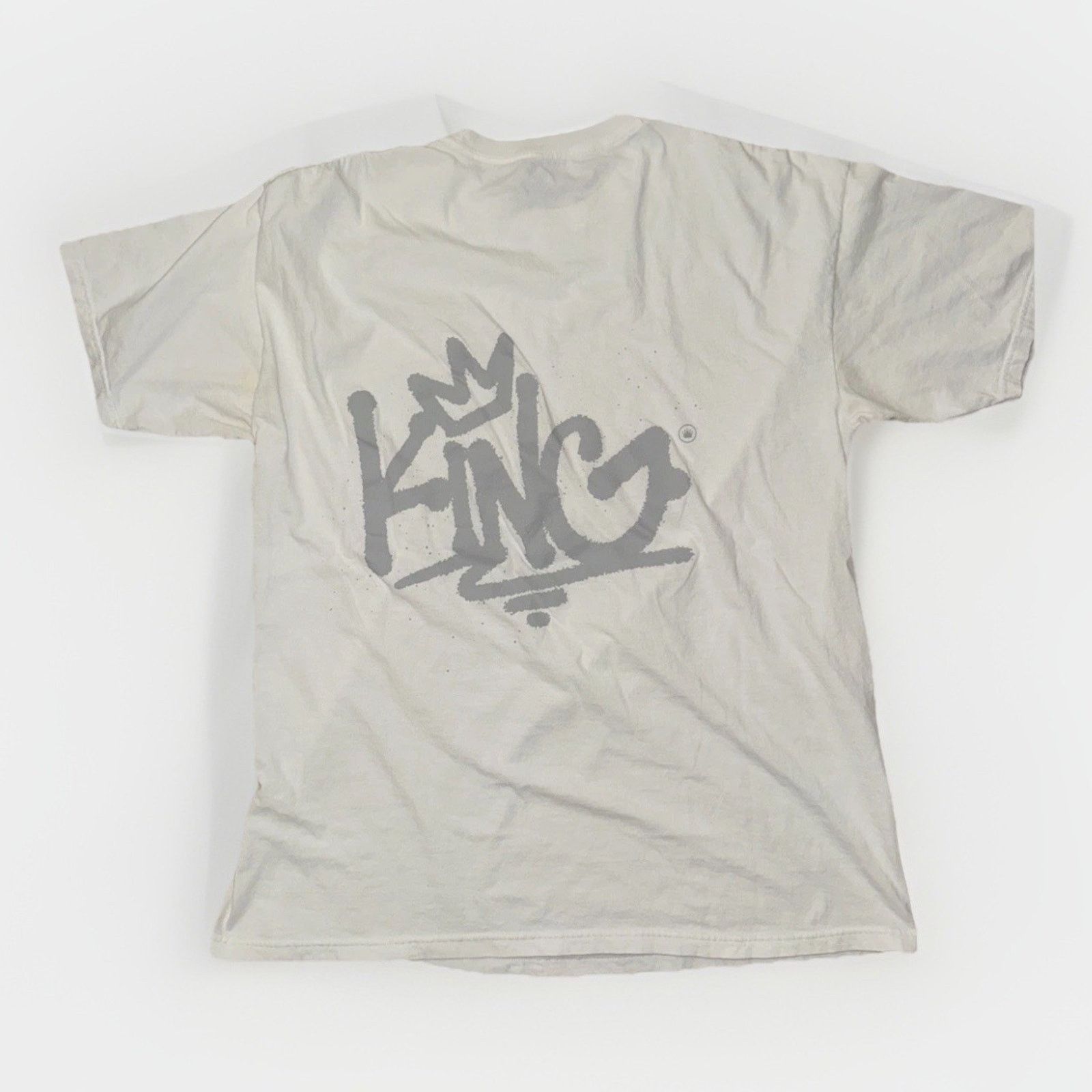 Band Tees × Vintage King Streetwear Crown Logo Graphic T-Shirt White XL 21x29 Size US XL / EU 56 / 4 - 1 Thumbnail