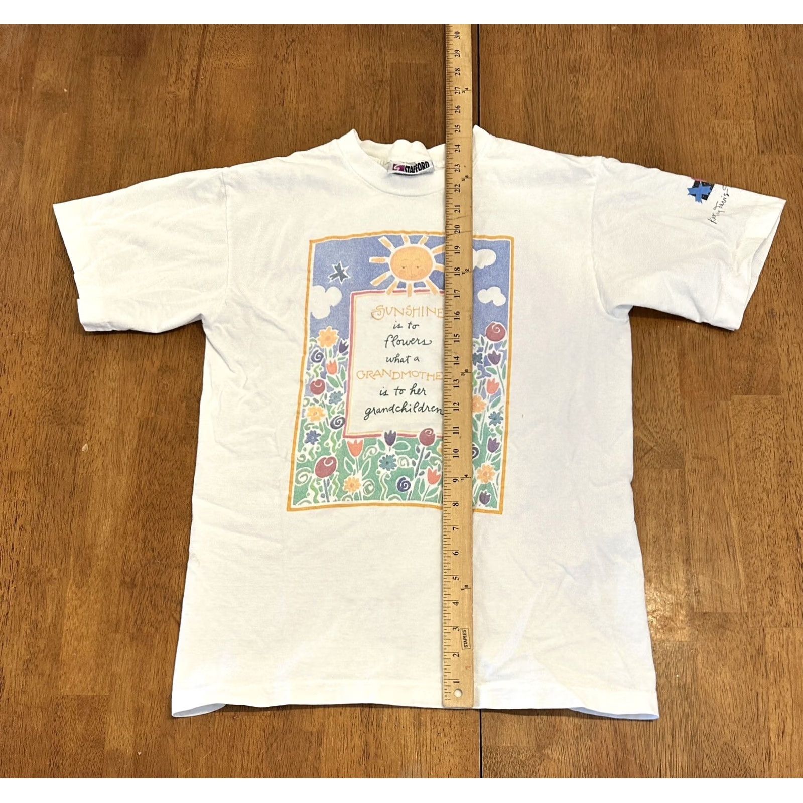 Vintage VINTAGE 90s Grandmother Sunshine T Shirt Medium White Single Stitch Made In USA Mens stains Size US M / EU 48-50 / 2 - 8 Thumbnail