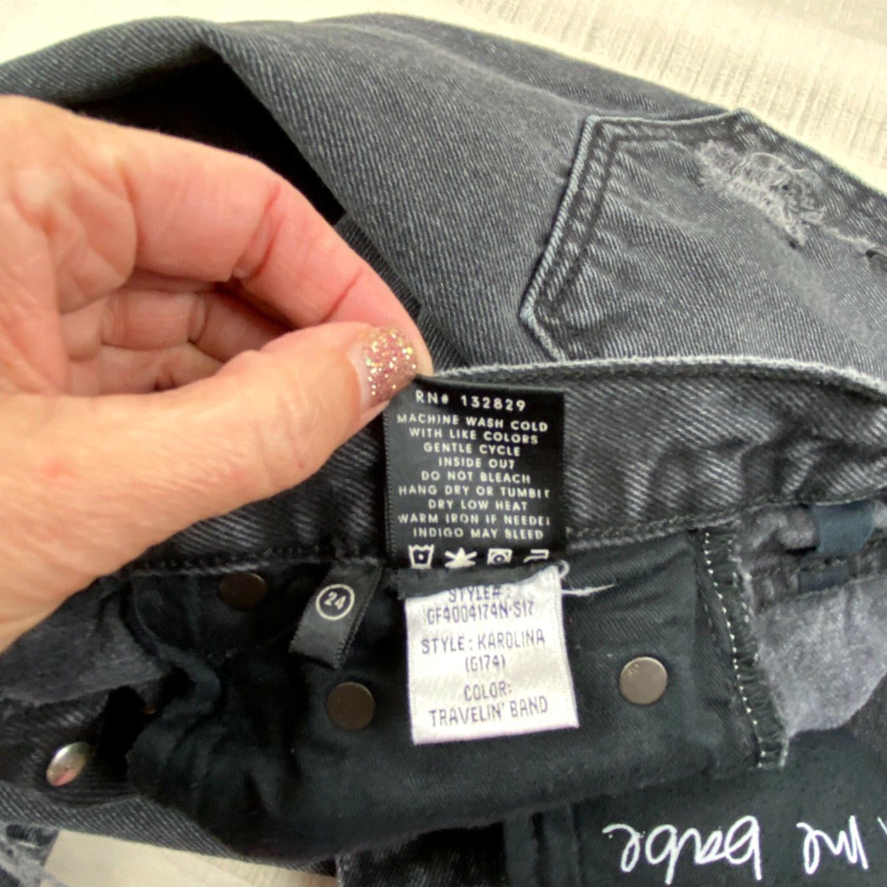 GRLFRND Grlfrnd Womens Black Distressed Skinny Jeans 24 High Waist Size 42" / US 20 - 6 Thumbnail