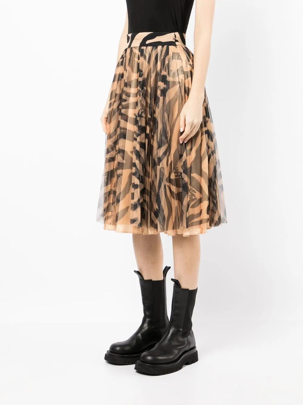 Off-White o1y1225 Midi Skirt in Black/Beige Size 30" / US 8 / IT 44 - 3 Thumbnail