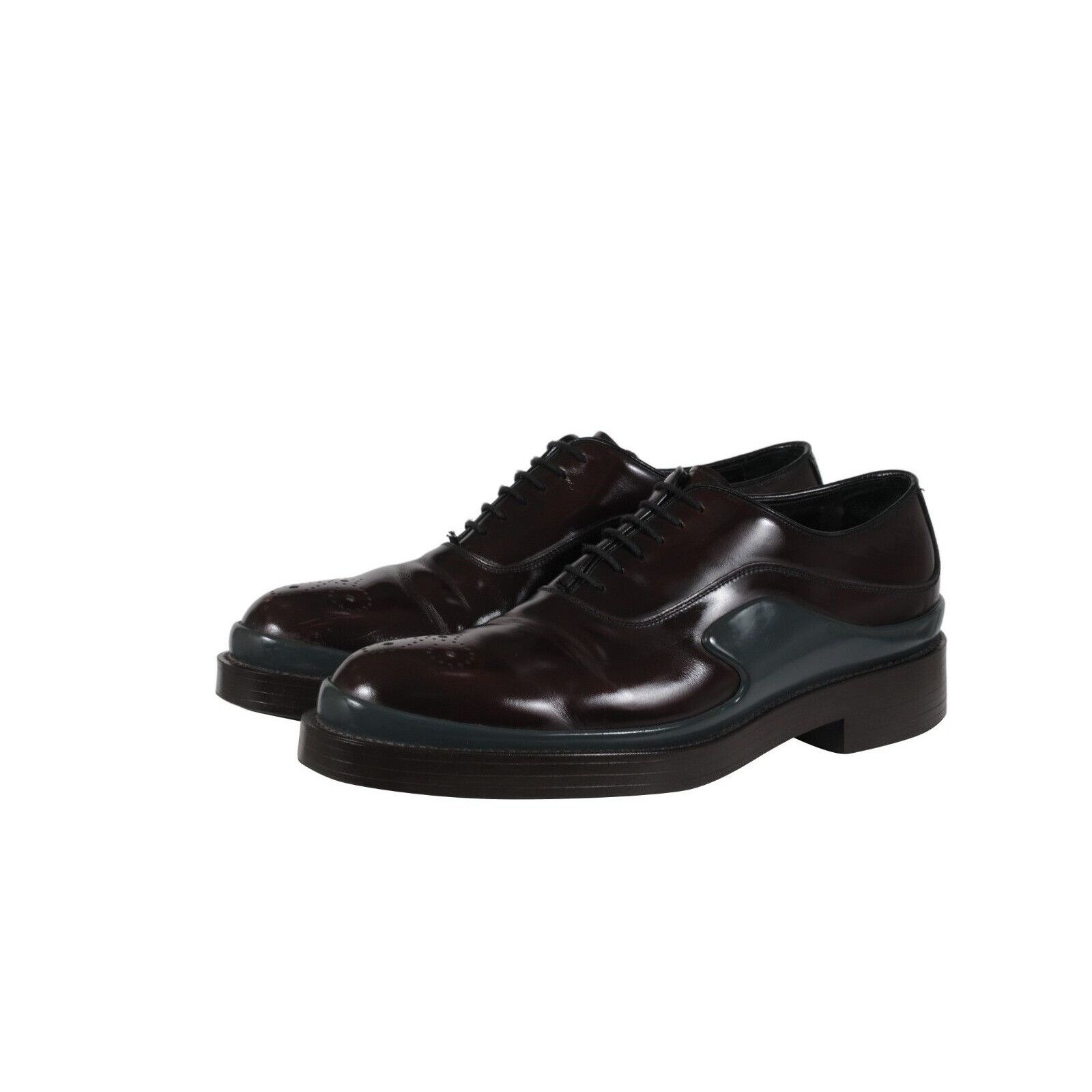 Prada Derbys Burgundy Leather Double Gray Mid Sole - 02478 Size US 9 / EU 42 - 7 Thumbnail