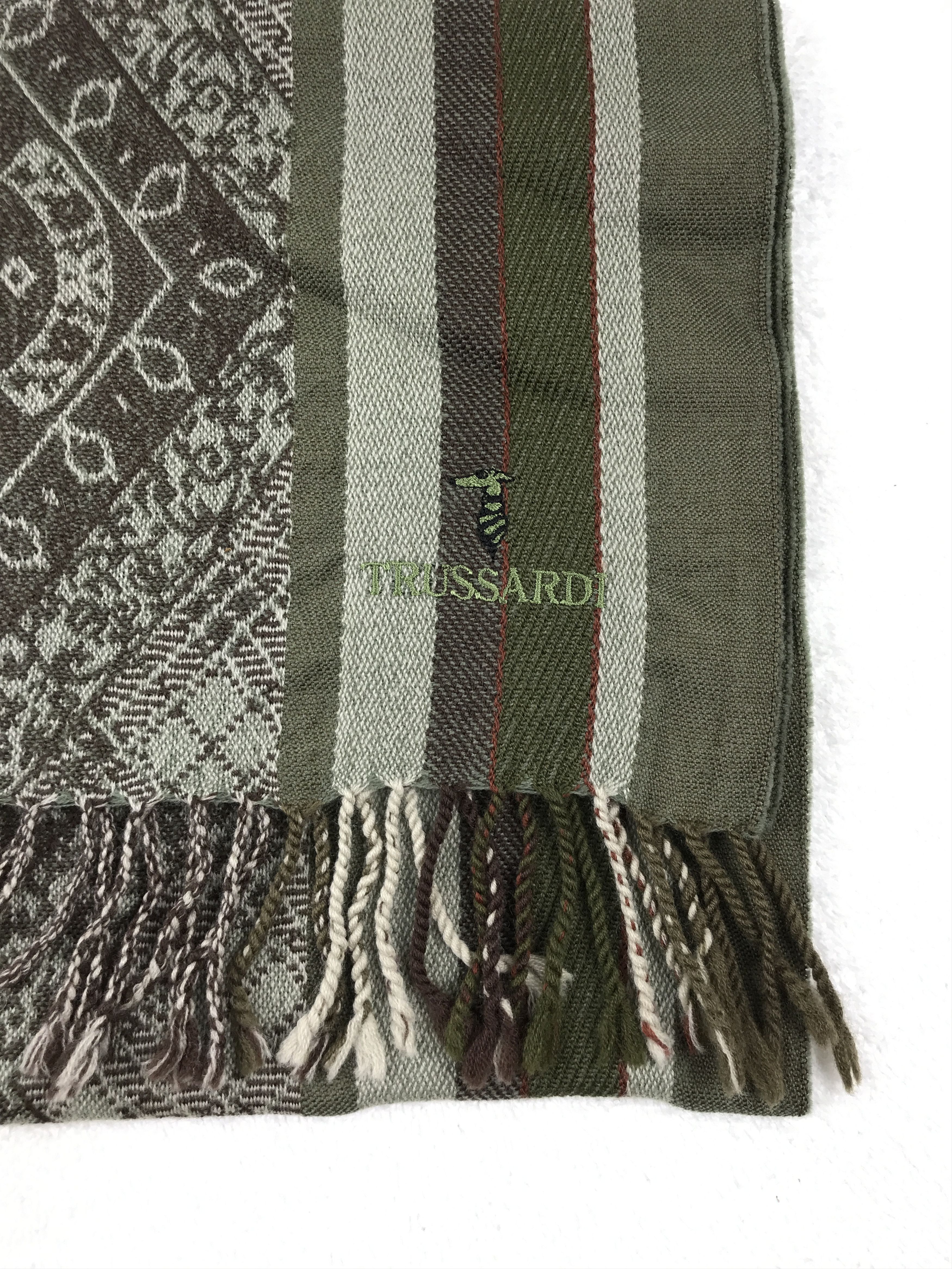 Designer × Trussardi × Vintage Vintage Trussardi Scarf Muffler Wool Cashmere Size ONE SIZE - 3 Thumbnail
