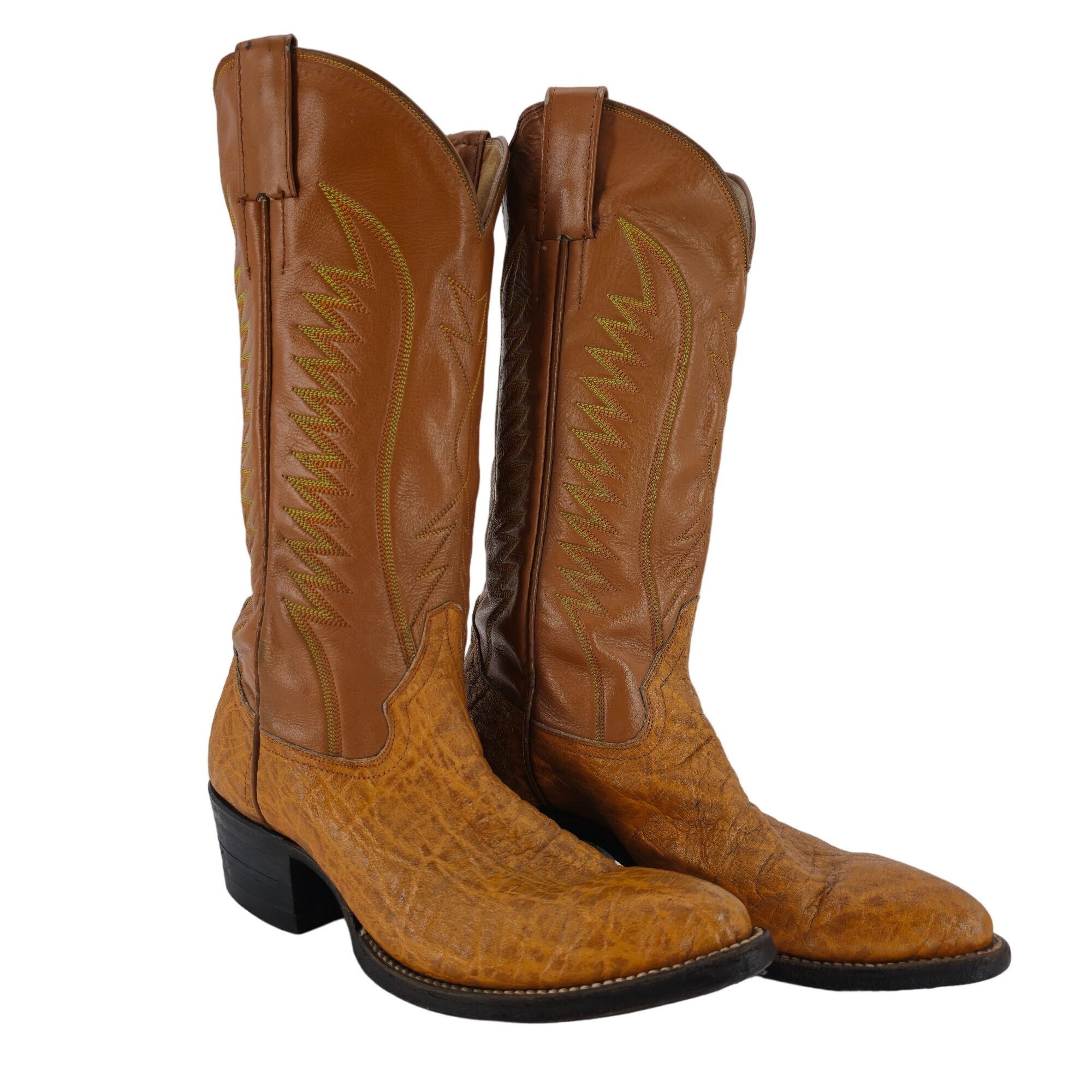 Other Vintage Exotic Hide Mens 6.5D Orange - Brown Leather Boots Size US 6.5 / EU 39-40 - 1 Thumbnail