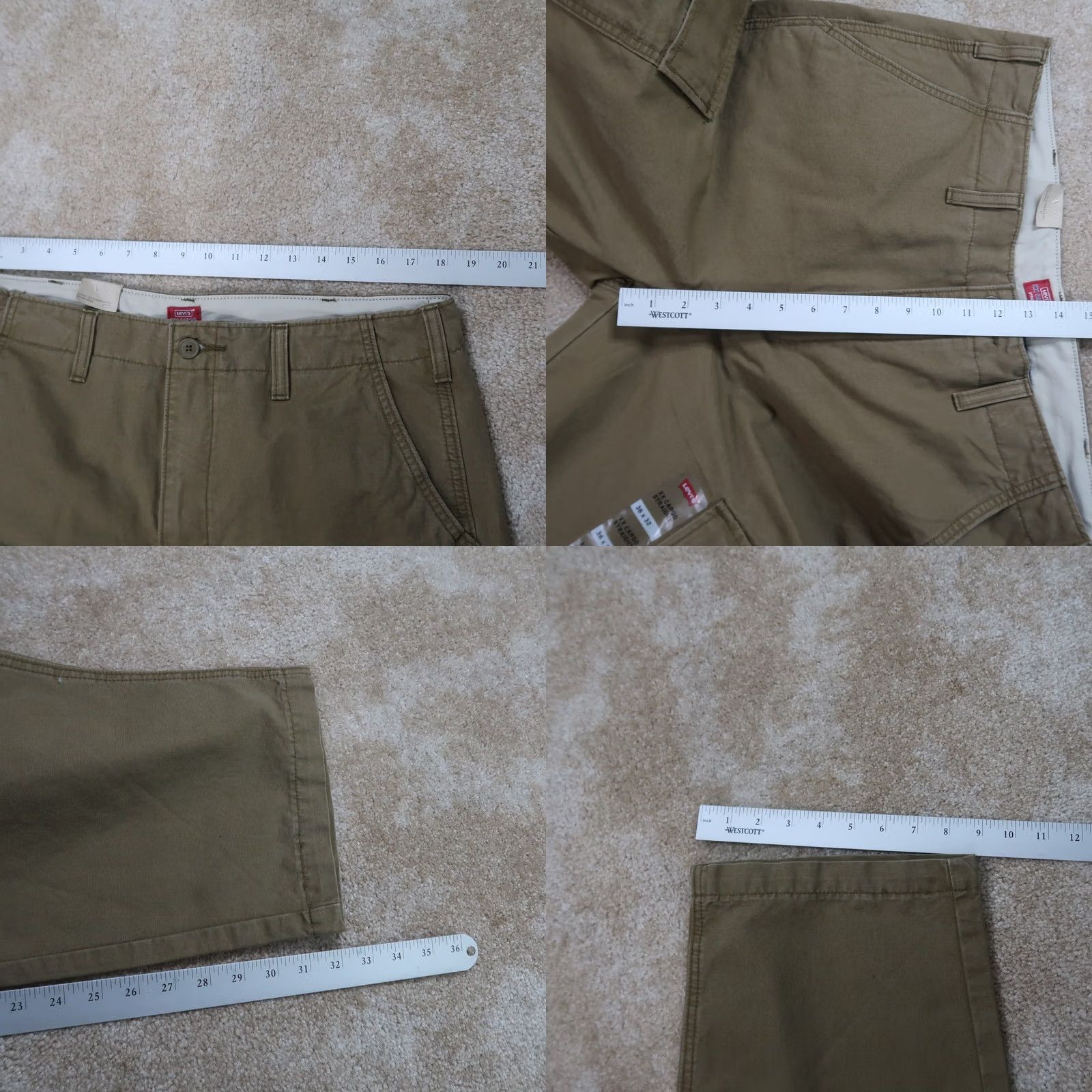 Levi's Levi's Cargo Pants Men 36x32 Beige Straight Leg Regular 90s Grunge Hip Hop Cargo Pocket Jeans Size US 36 / EU 52 - 9 Thumbnail