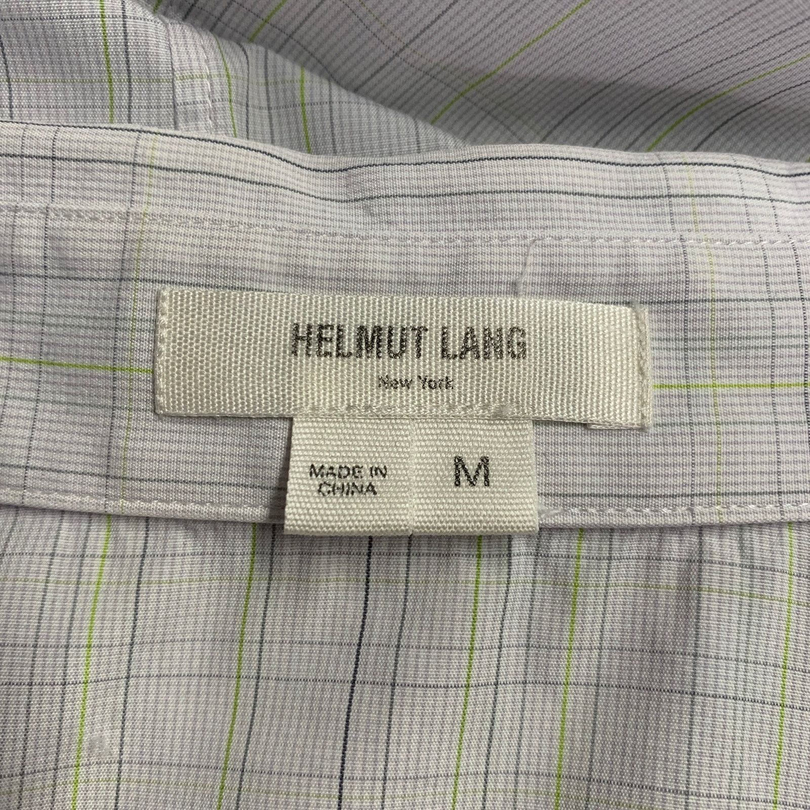 Helmut Lang M White Green Plaid Cotton Pointed Collar Long Sleeve Shirt Size US M / EU 48-50 / 2 - 5 Thumbnail
