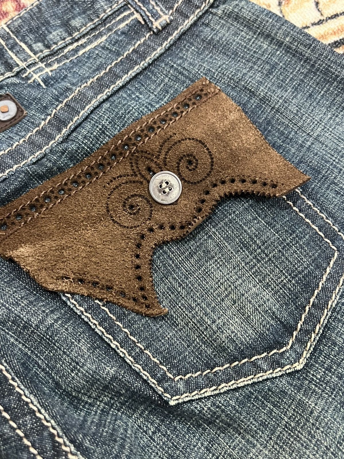 Marithe + Francois Girbaud Marithe Francois Girbaud Denim Suede Leather Cowboy Pocket Size 30" / US 8 / IT 44 - 4 Thumbnail