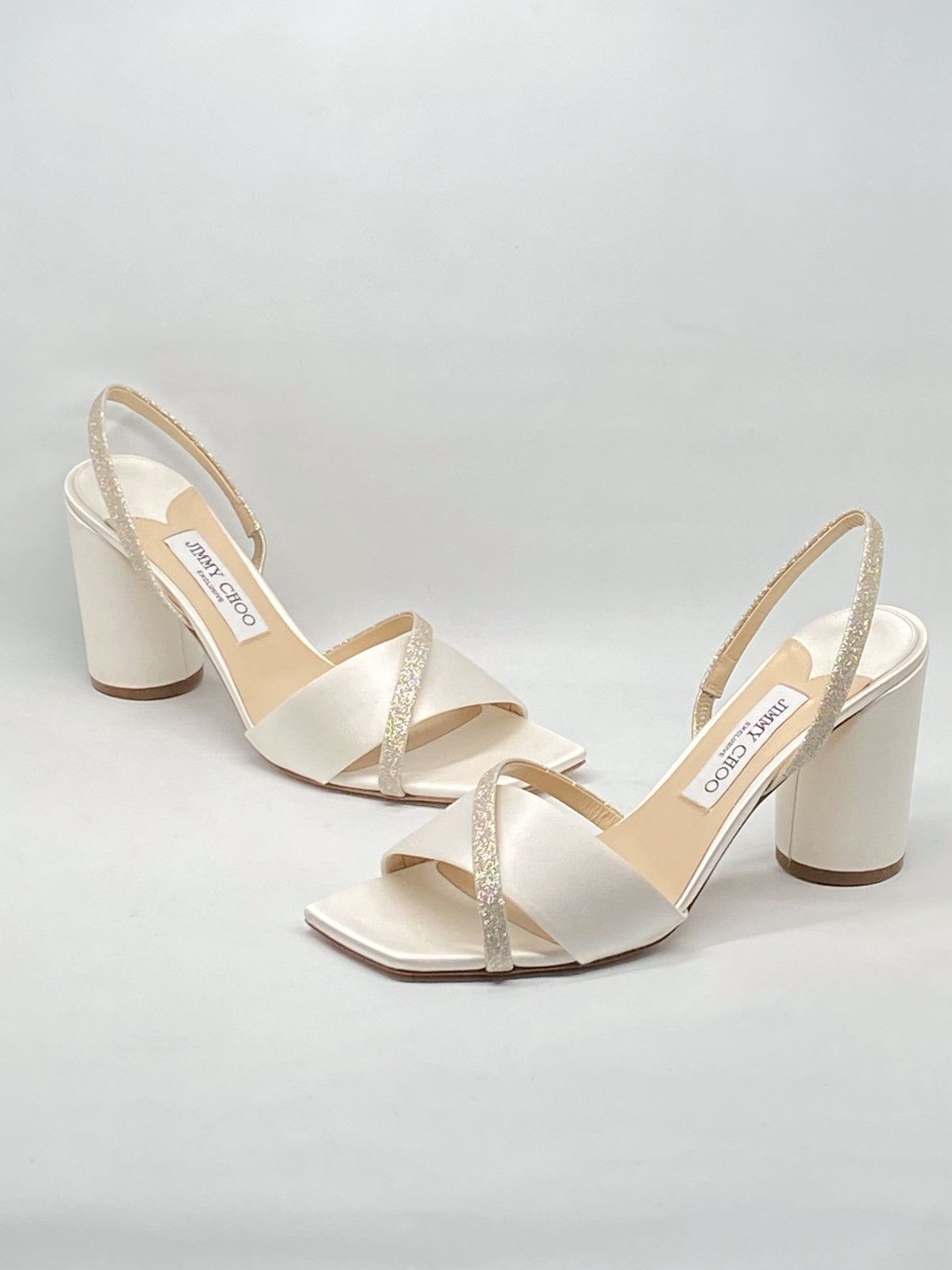 Jimmy Choo Jimmy Choo Plum Satin & Glitter Slingback Sandals size 39.5 Size US 9.5 / IT 39.5 - 1 Thumbnail