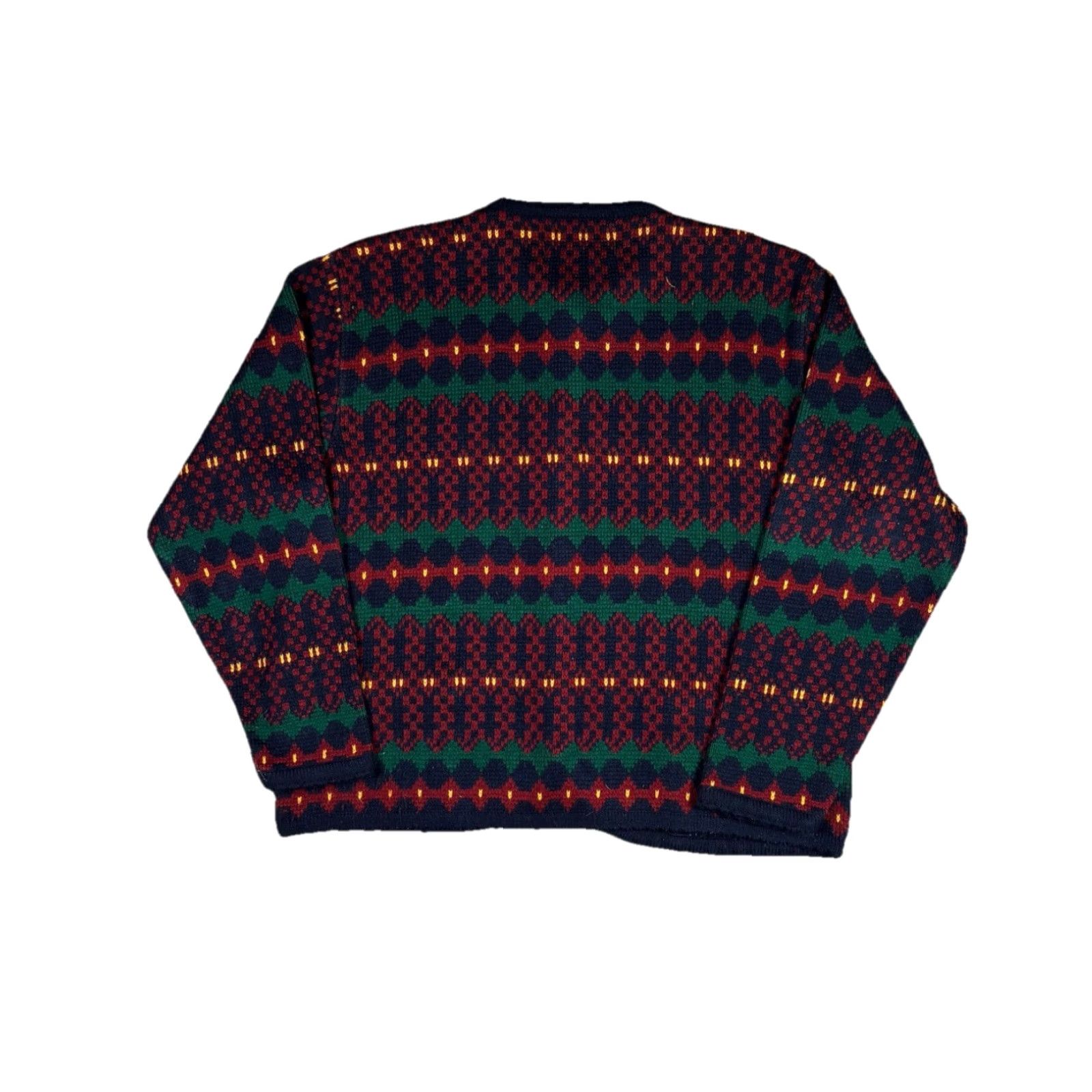 Vintage VINTAGE Women’s Cardigan Knit Sweater Red Striped Abstract 1990s Adult Medium Mens Womens Boys Girls Size M / US 6-8 / IT 42-44 - 2 Thumbnail