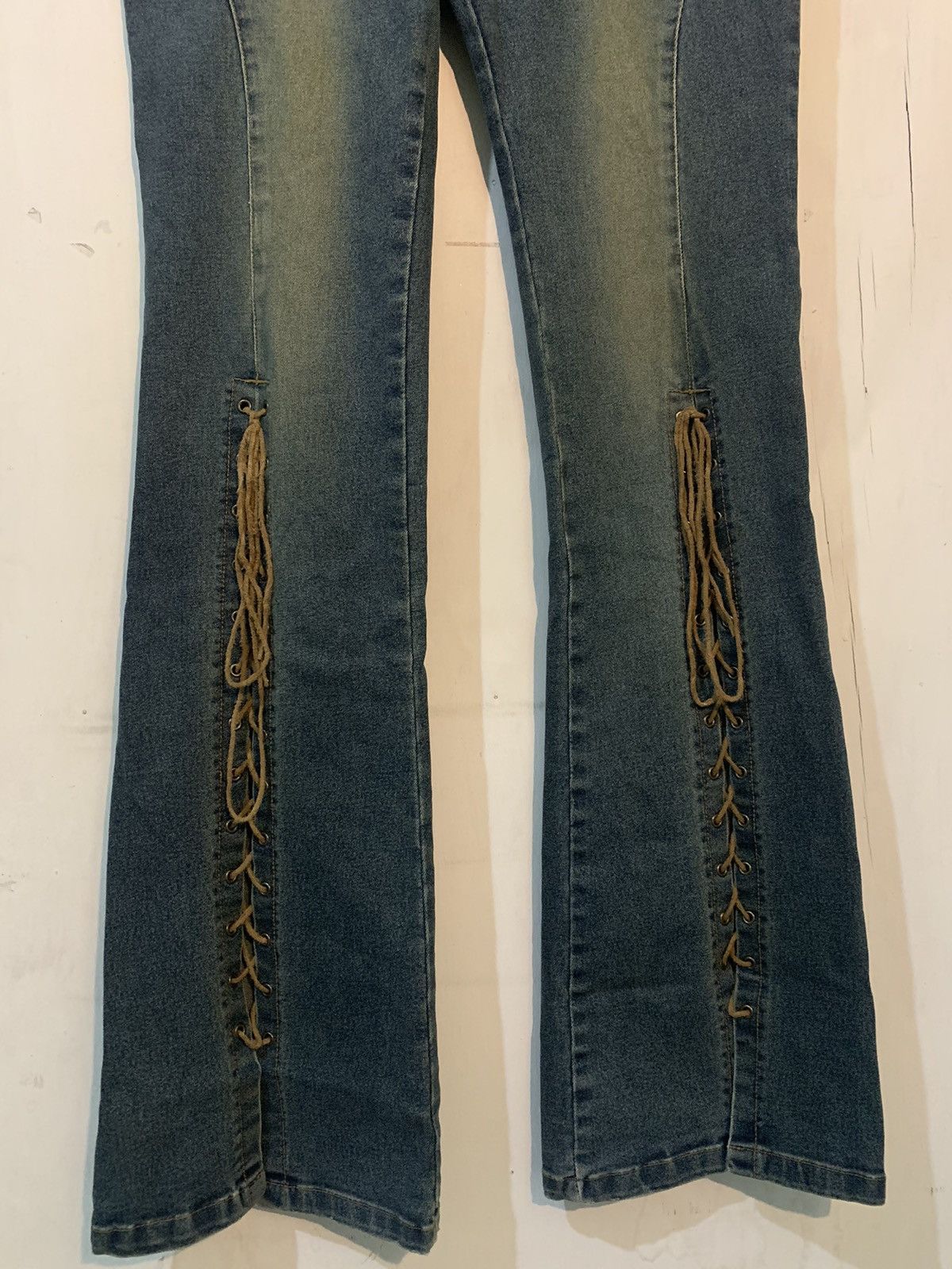 14th Addiction × If Six Was Nine × Tornado Mart Japanese Canoe Jeans Lace Up Flare ifaixwasnine styel Size 29" - 6 Thumbnail