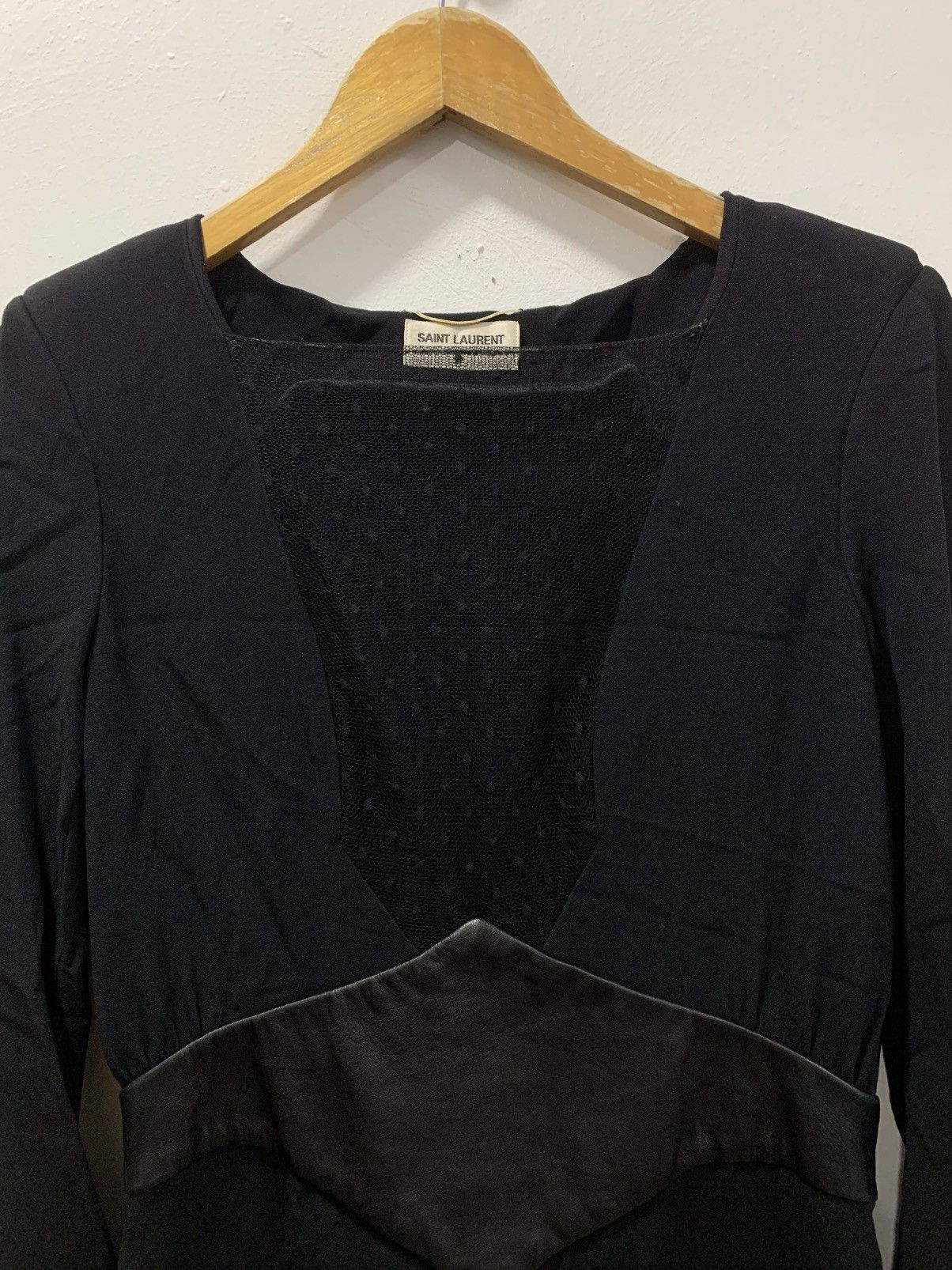 Saint Laurent Paris SAINT LAURENT HEDI SLIMANE LEATHER AND MESH ACCENTS DRESS Size M / US 6-8 / IT 42-44 - 2 Thumbnail