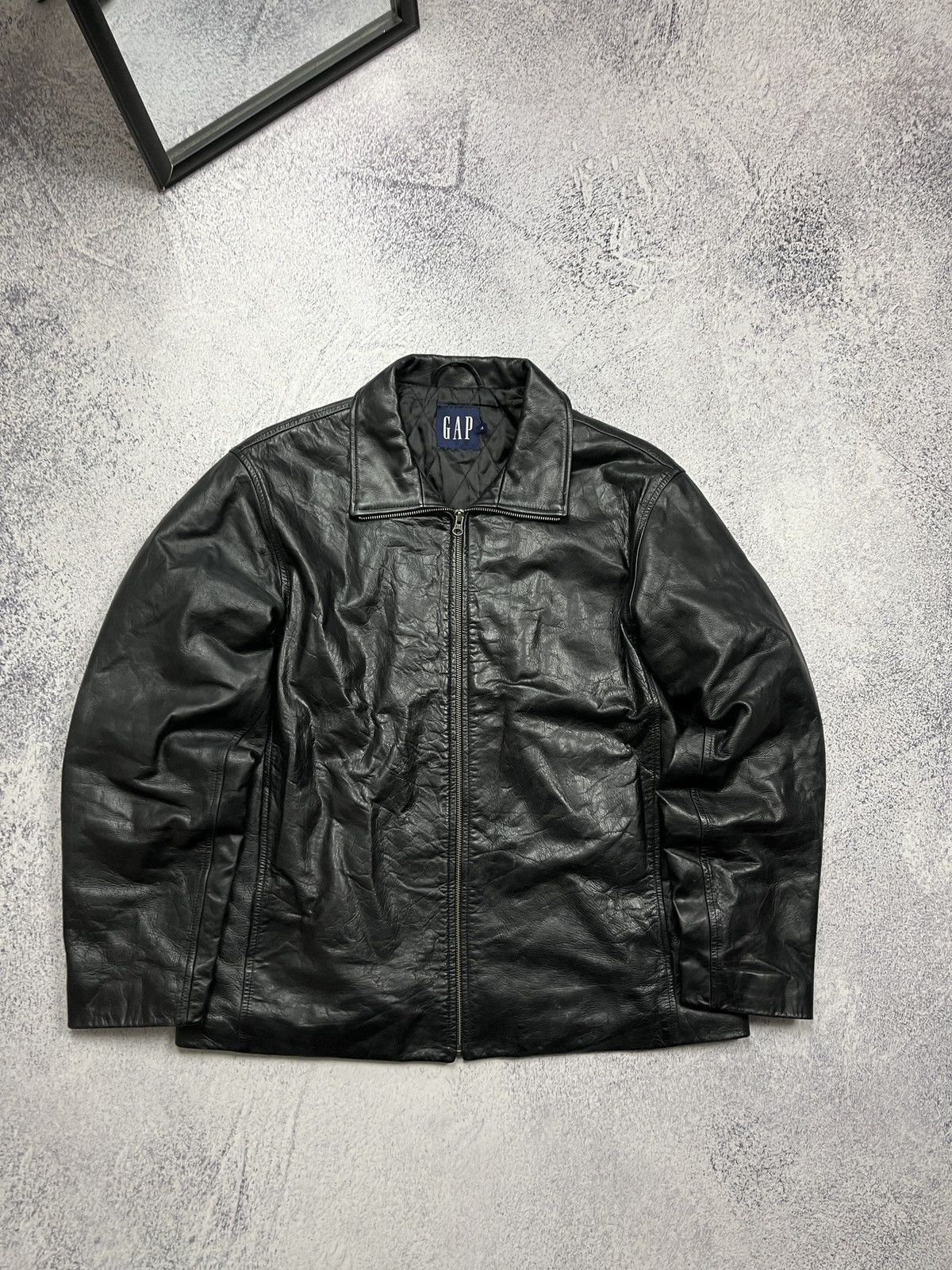 Gap Vintage GAP Black Genuine Leather Jacket Avantgarde Grunge Size US L / EU 52-54 / 3 - 1 Thumbnail