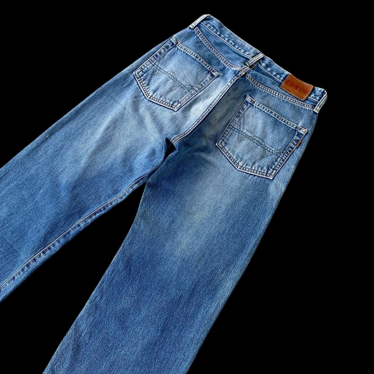 Edwin VTG 90S EDWIN 505 REDLINE GRUNGE BLUEWASH DISTRESSED DENIM Size US 29 - 15 Thumbnail