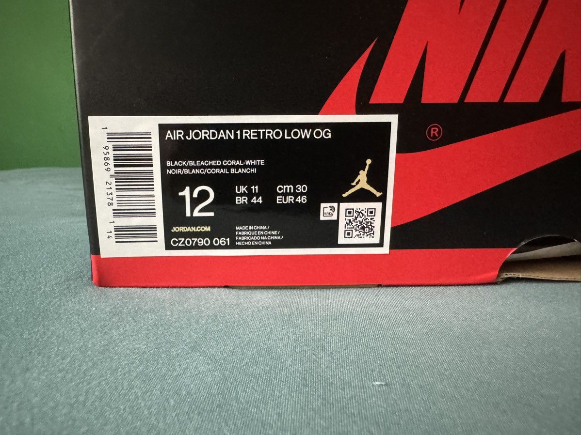 Jordan Brand Nike Air Jordan 1 Low Bleached Coral 2022 Size US 12 / EU 45 - 7 Thumbnail