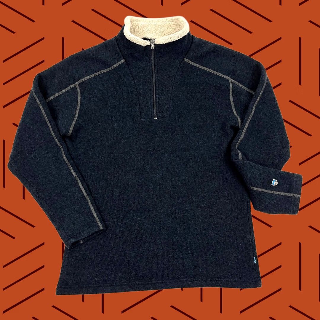 Vintage Kuhl Europa Sweater Mens L Blue Fleece Lined Hiking Outdoor Quarter Zip Pullover Size US L / EU 52-54 / 3 - 1 Thumbnail