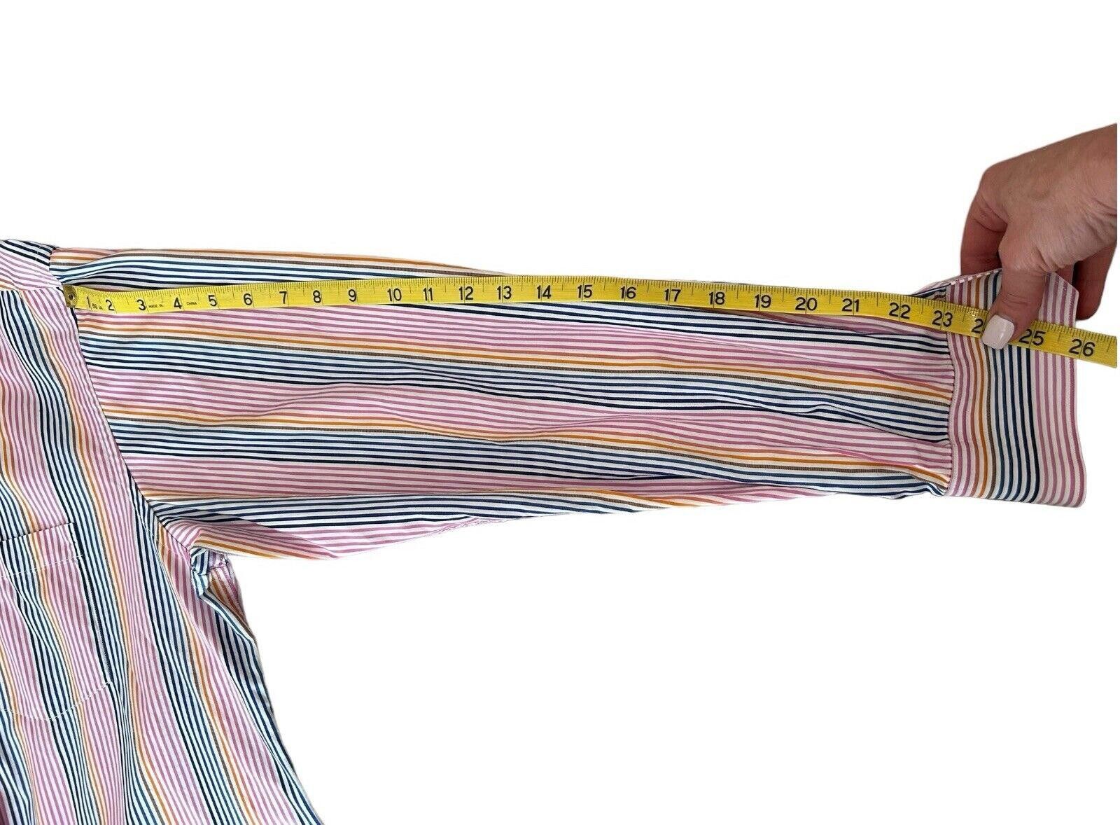 Designer Bugatchi Uomo Men’s Button Up Shirt Striped Classic Fit XL Size 44R - 6 Thumbnail