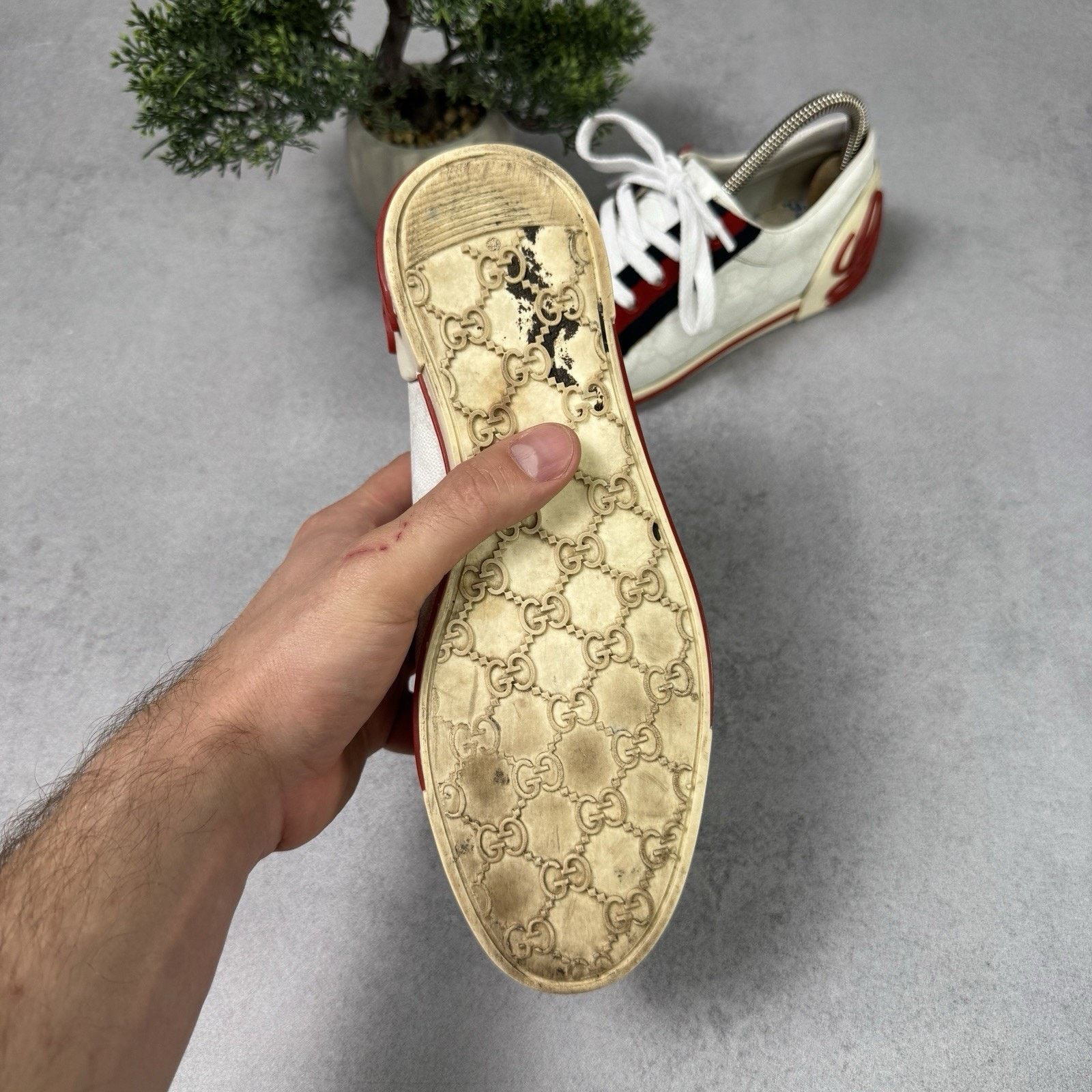 Gucci Gucci Sneakers GG Logo Monogram Stripe Leather White Y2K Size US 6 / IT 36 - 11 Thumbnail
