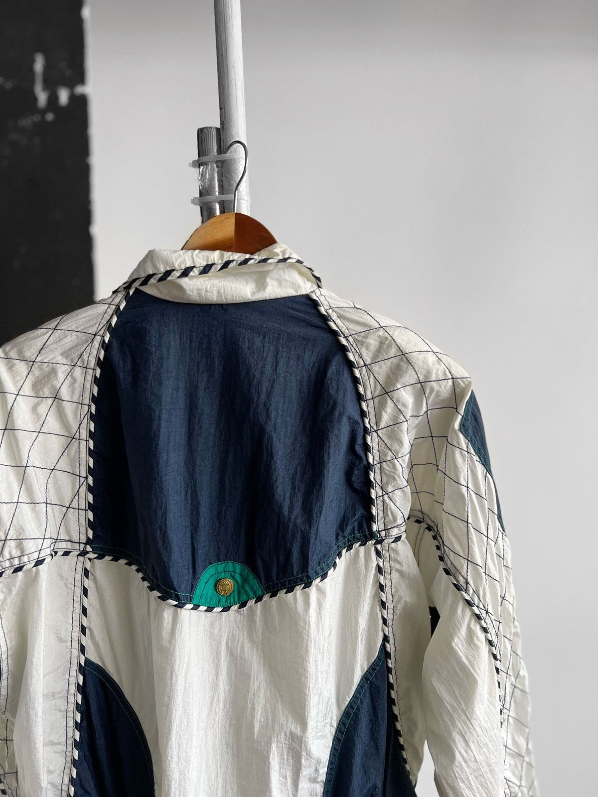 Designer × Vintage East West Vintage 90s Nylon Unisex Zip Jacket White Blue Size M / US 6-8 / IT 42-44 - 7 Thumbnail