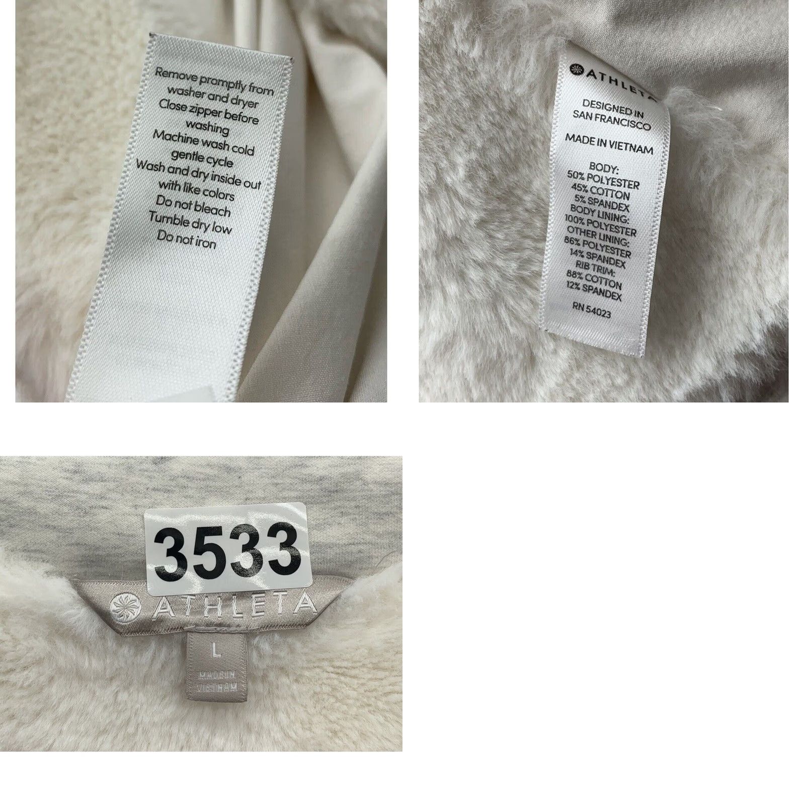 Athleta Athleta Jacket Womens L Faux Fur Lined Full Zip Pockets Hooded Ivory Size L / US 10 / IT 46 - 9 Thumbnail