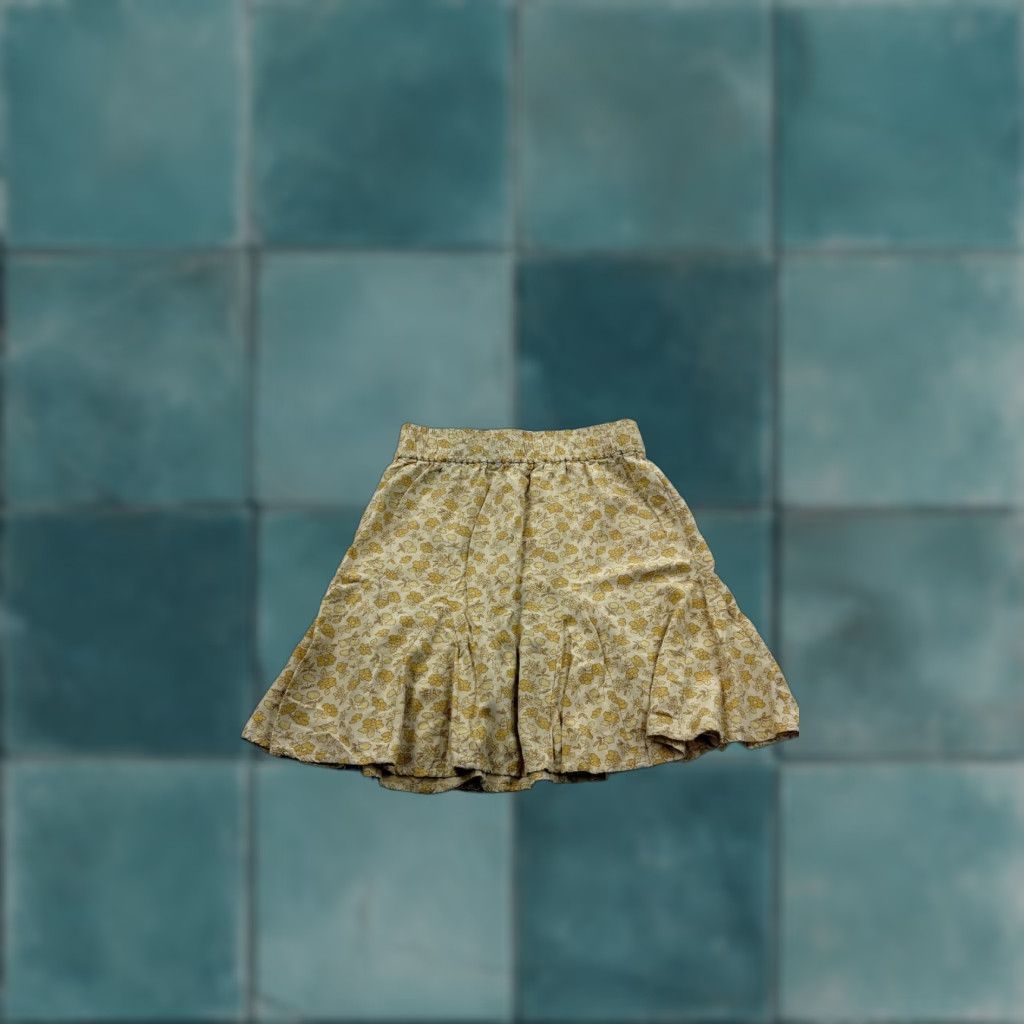 Madewell Madewell Skirt Women Short A-Line 2XS Beige Yellow Floral Mini Elastic Waist Ruffle Hem Viscose Casual Womens Size 24" / US 00 / IT 34 - 1 Thumbnail