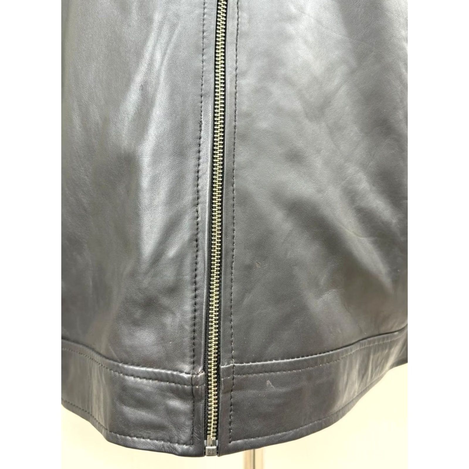 Vintage Men's Italian Leather Jacket - Sheepskin, Normal Cut, Black, Size L, Premium Soft Coat, 90s Theme, Military Style, Full Zip, Pockets, Regular Fit Size US L / EU 52-54 / 3 - 6 Thumbnail
