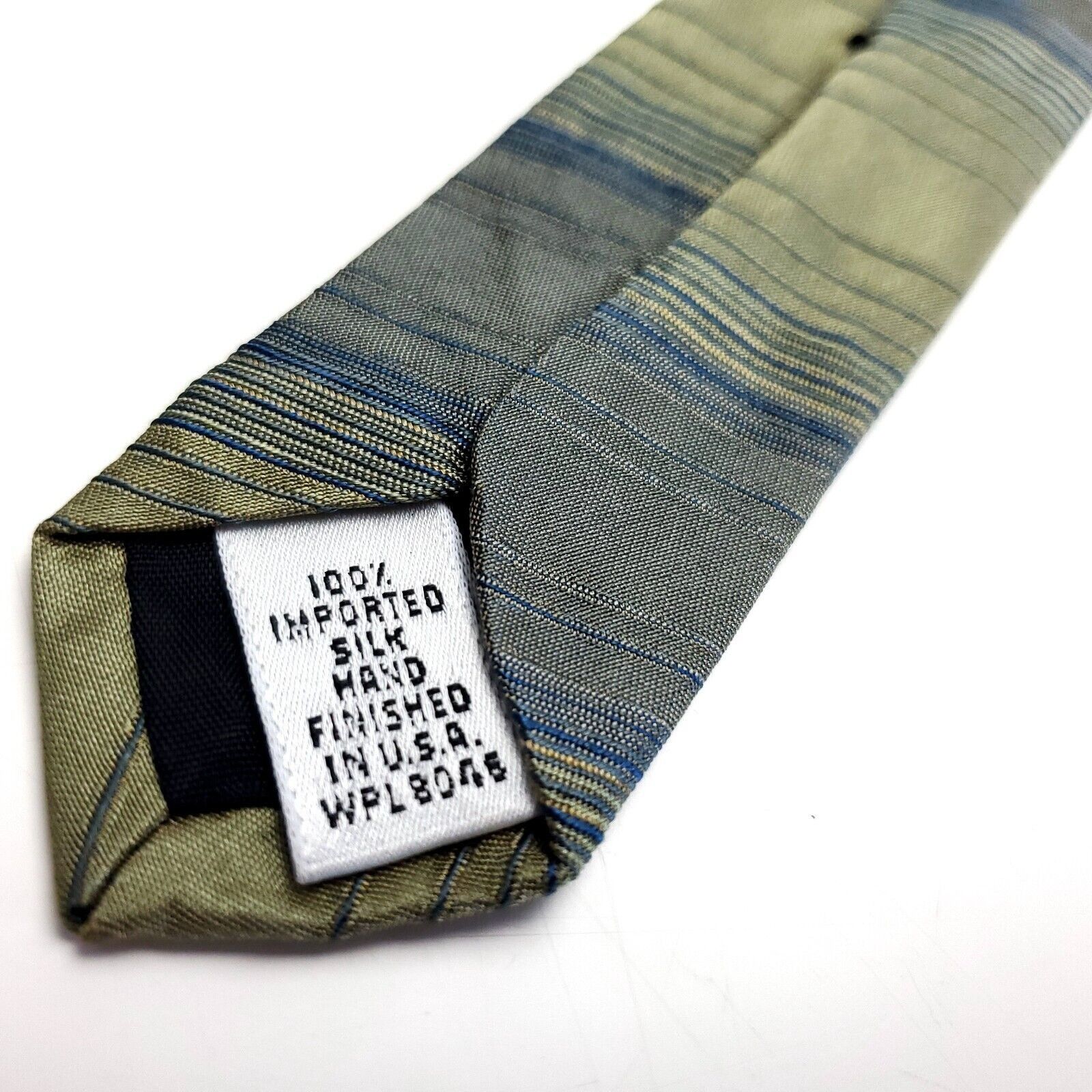 Alfani Alfani Green Silk Tie Woven Short Wide Horizontal Stripes Size ONE SIZE - 5 Thumbnail