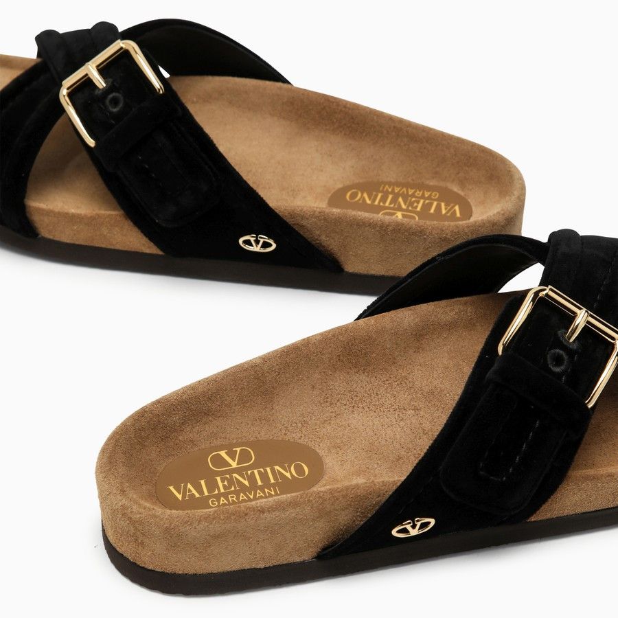 Valentino o1d2blof1024 Velvet Slide in Black Size US 6 / IT 36 - 5 Thumbnail