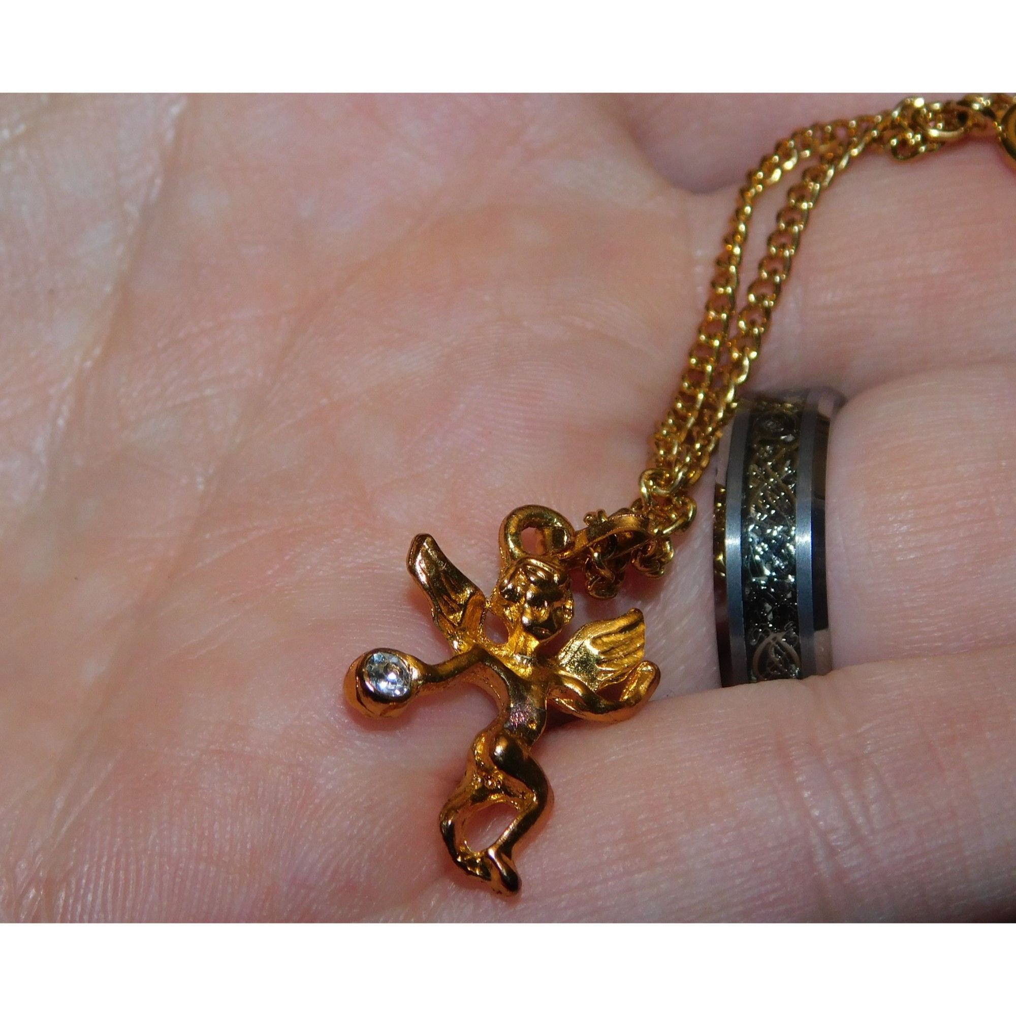Other April Cherub Birth Stone Gold Tone Pendant Necklace Size ONE SIZE - 4 Thumbnail