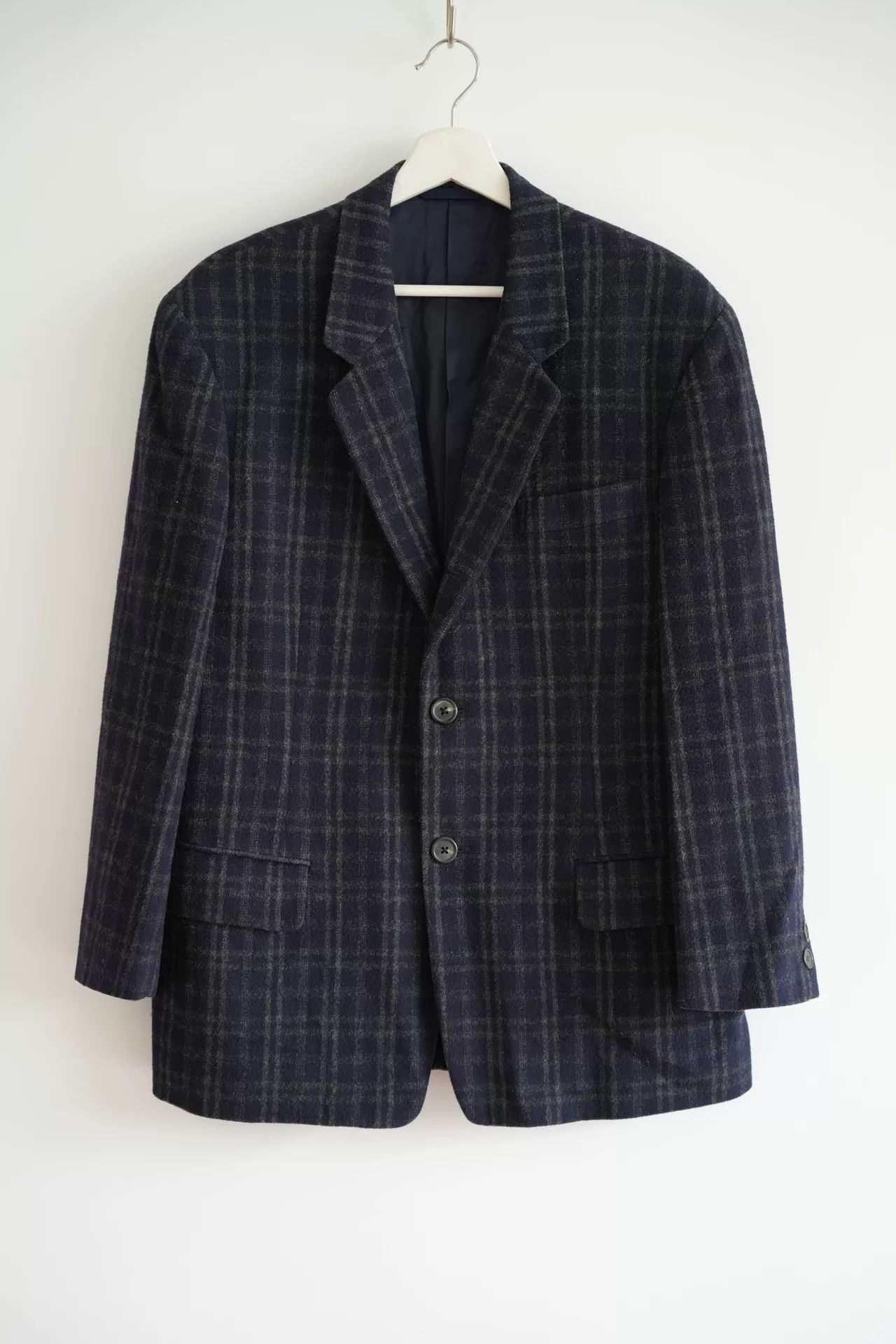 Yohji Yamamoto vintage yohji yamamoto navy plaid suit jacket Size US S / EU 44-46 / 1 - 1 Thumbnail