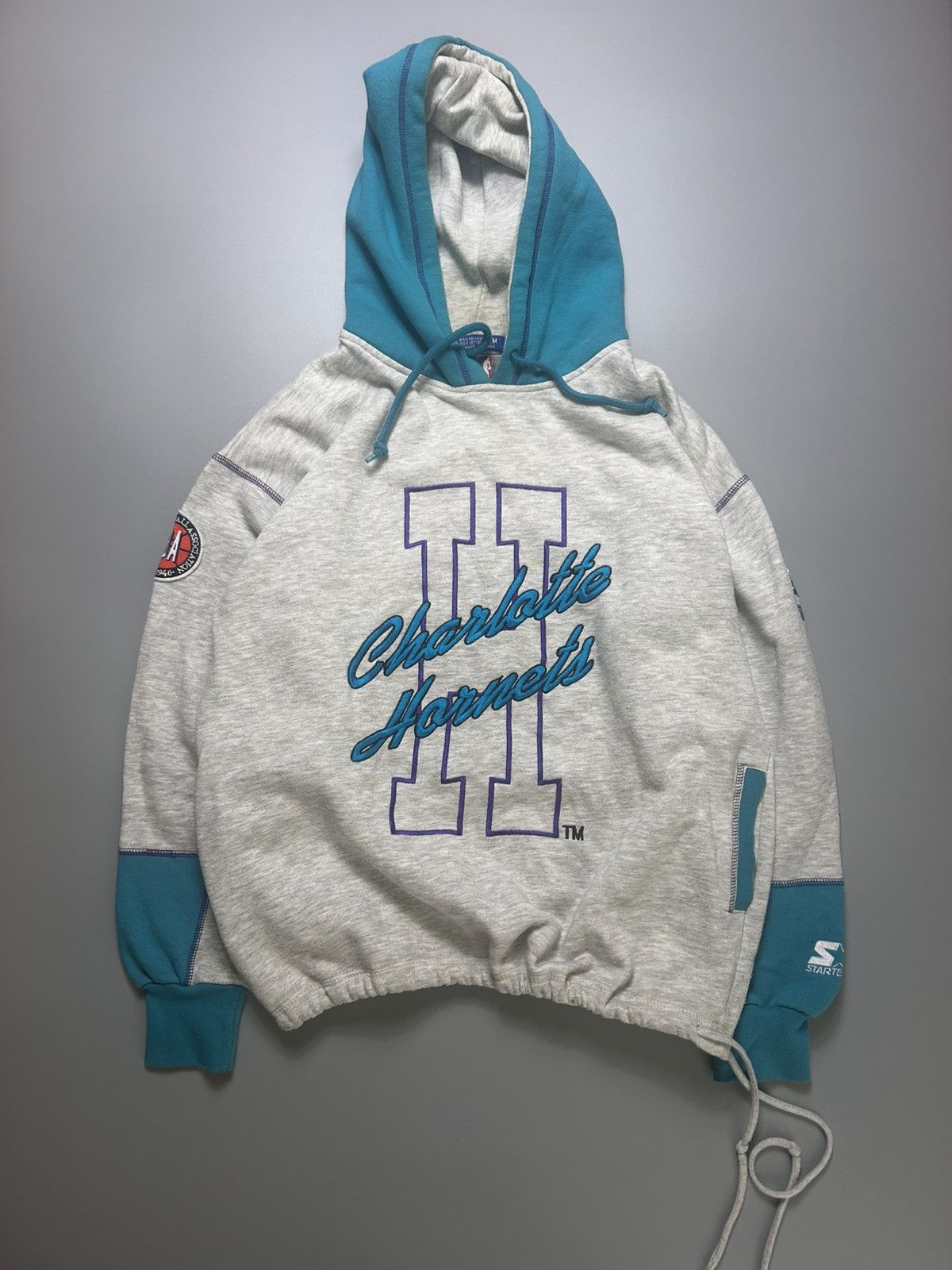 Vintage Starter Charlotte Hornets Hoodie super rare 90s nba