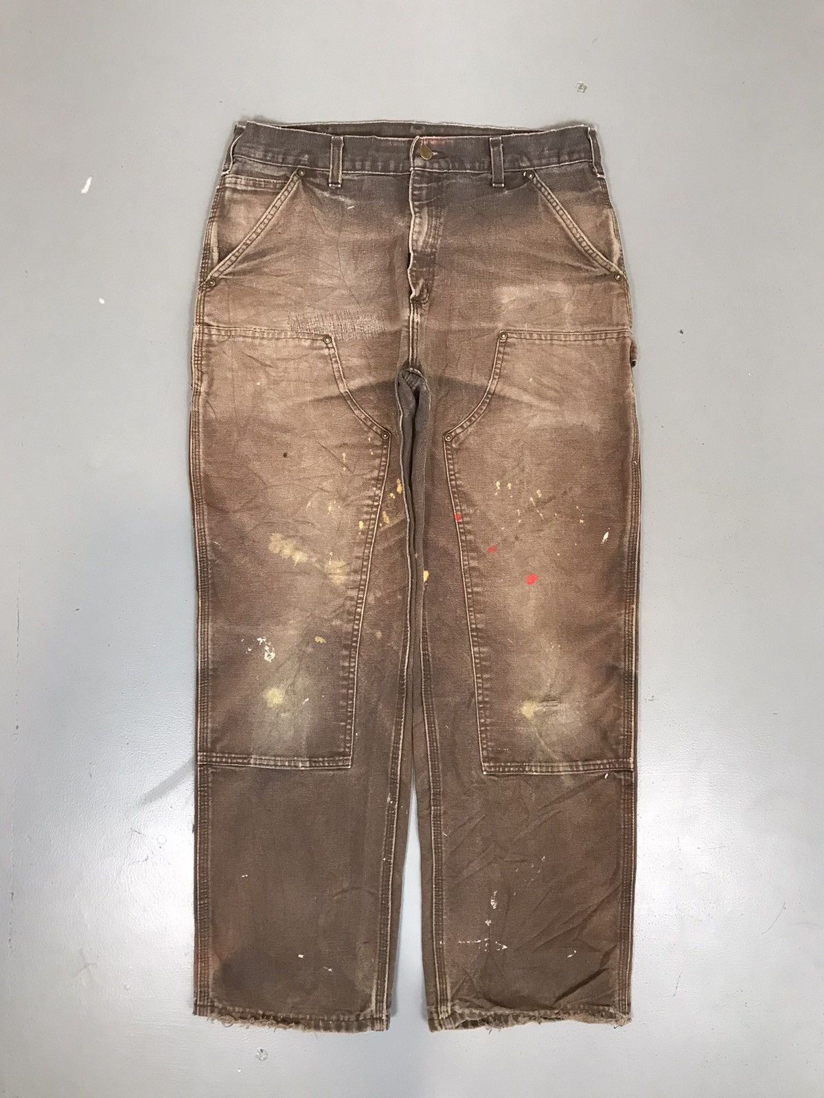 image of Sun Faded Carhartt B136 Dkb Double Knee Denim in Brown, Men's (Size 34)