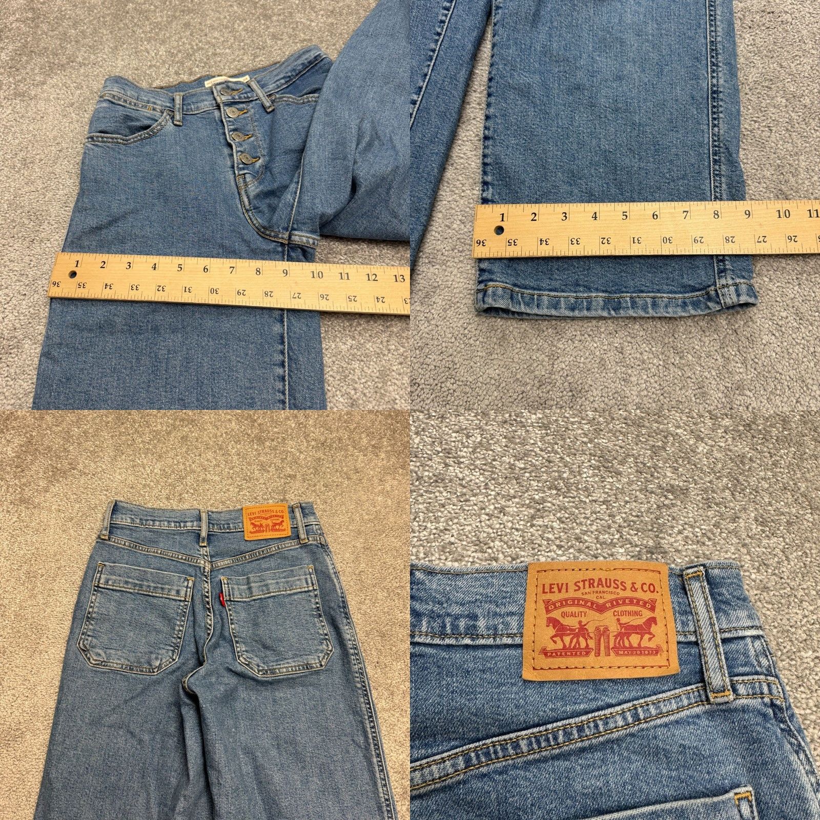 Levi's Levi's Mile High Cropped Wide Leg Denim Jeans Womens 24 Blue Button Fly Cotton Size 42" / US 20 - 9 Thumbnail