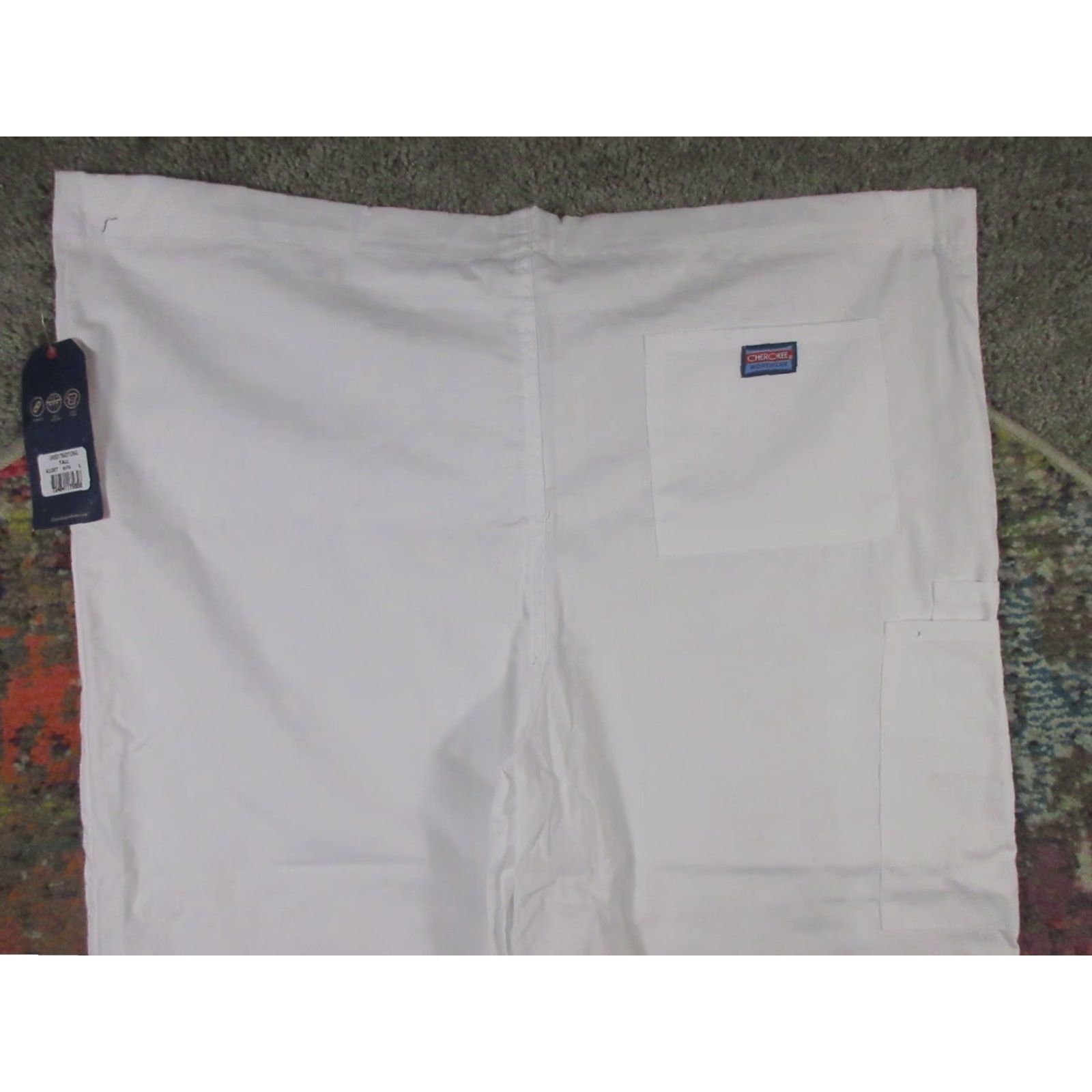 Cherokee Cherokee Workwear Scrub Pants Adult L White Solid Drawstring Cargo NEW NWT Unisex Size US 33 - 4 Thumbnail