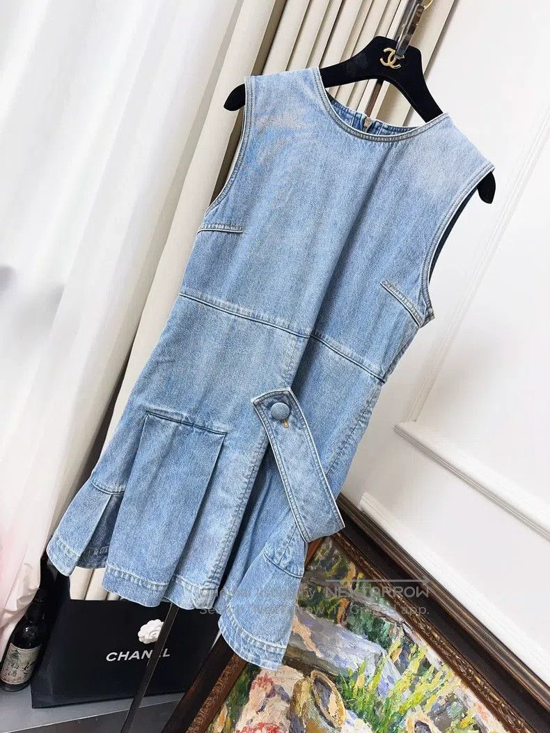Louis Vuitton Louis Vuitton Blue Denim Belted Sleeveless Dress Size S / US 4 / IT 40 - 1 Thumbnail