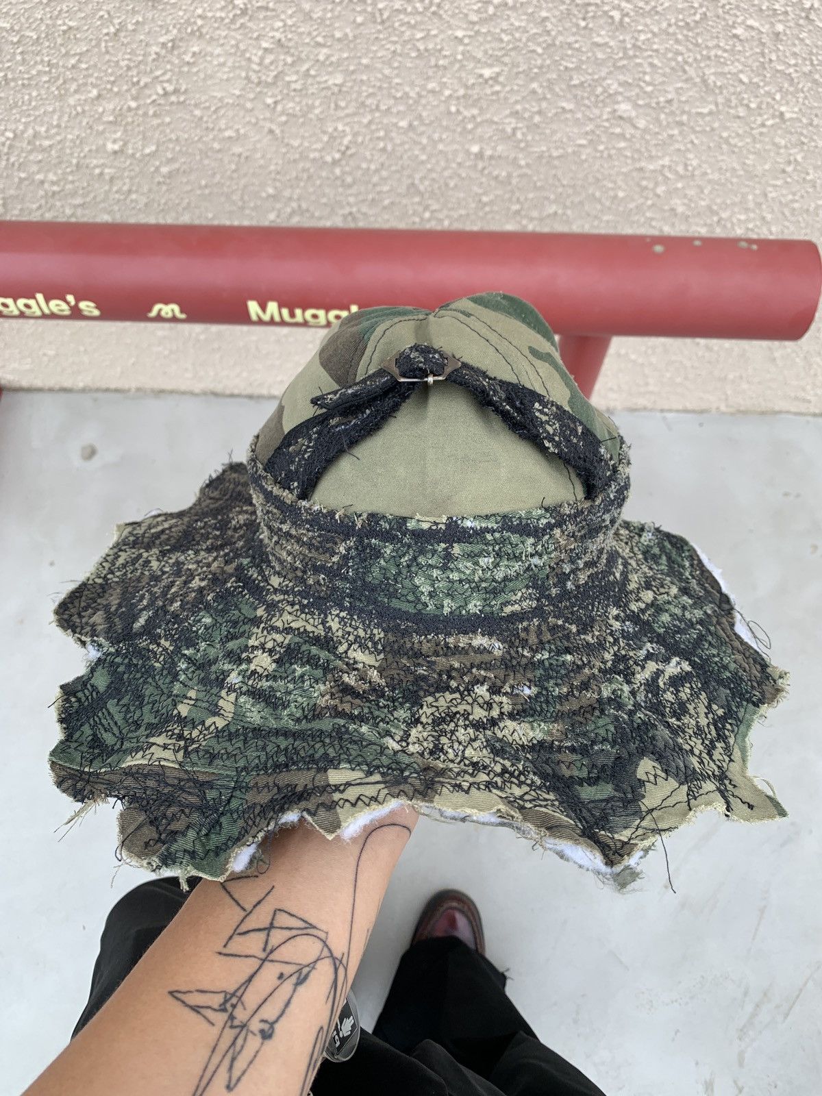 Vintage Kapital Style Camo Patchwork Bucket Hat Vintage Military Size ONE SIZE - 5 Thumbnail