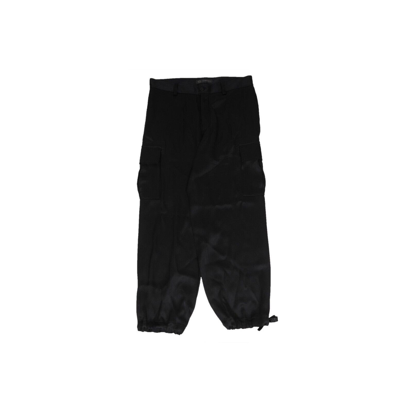 Versace Cargo Pocket Pants IT 50 Black Silk Trousers Size US 34 / EU 50 - 22 Thumbnail