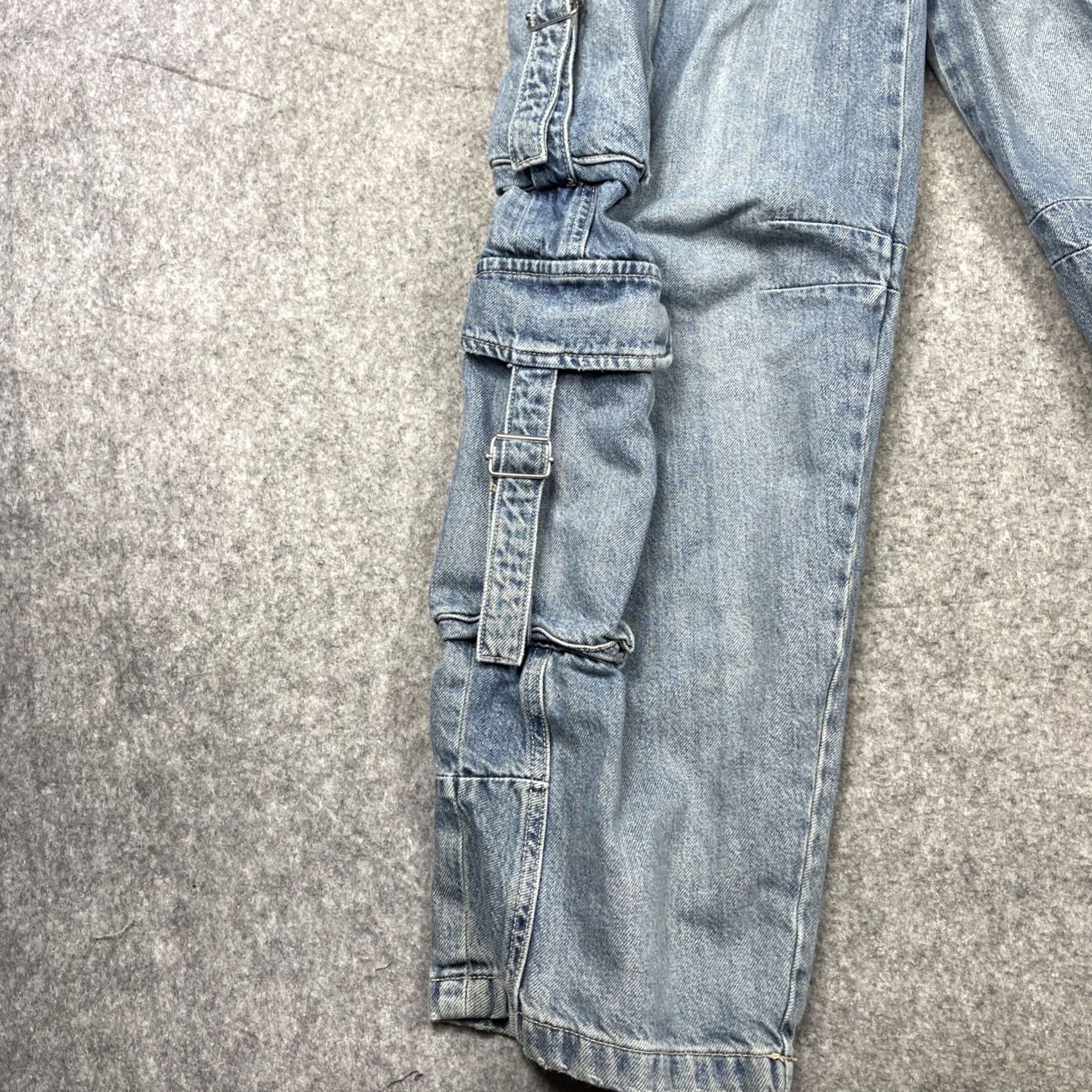 Zara Zara Wide Leg Baggy Cargo Jeans Womens 4 Blue Denim Barrel Buckle Grunge Y2K Size 27" / US 4 / IT 40 - 4 Thumbnail