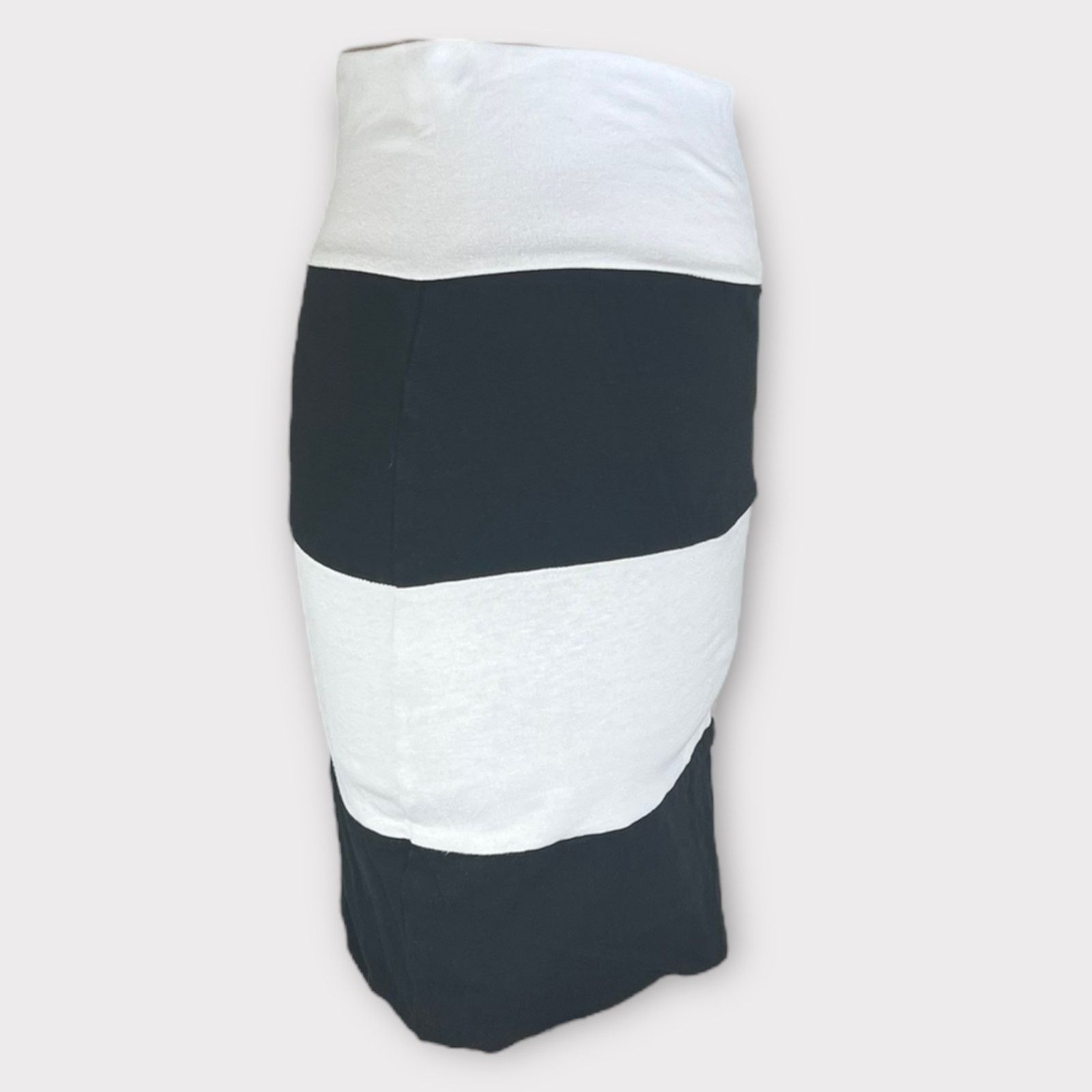 Vintage Lily White Black and White Wide Striped Mini Body-con Skirt Size 28" / US 6 / IT 42 - 3 Thumbnail