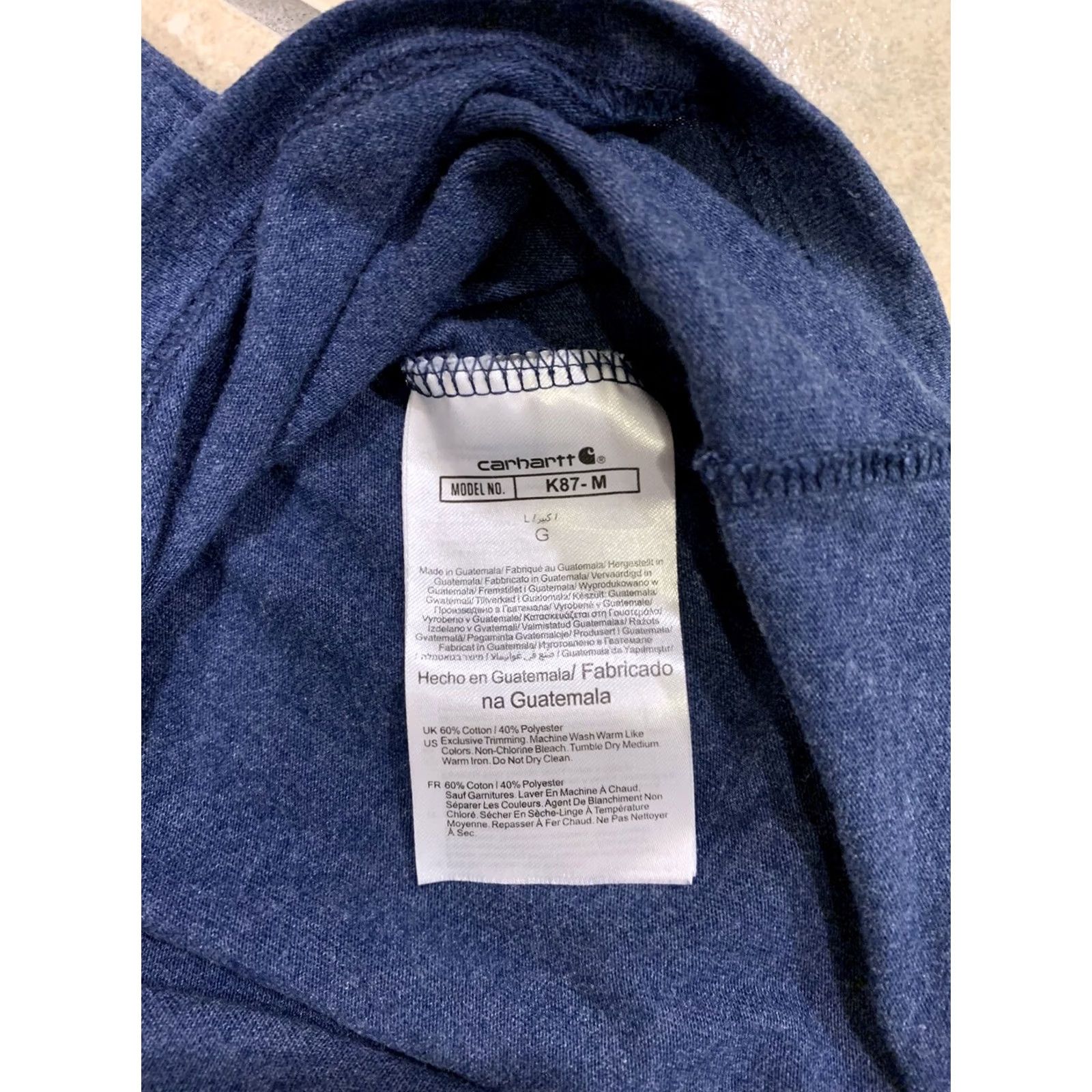 Carhartt VINTAGE Carhartt Shirt Blue Heathered Short Sleeve Pocket T-Shirt K87-M Men's Large Blue 24" Pit to Pit 30" Length Mens Size US L / EU 52-54 / 3 - 3 Thumbnail