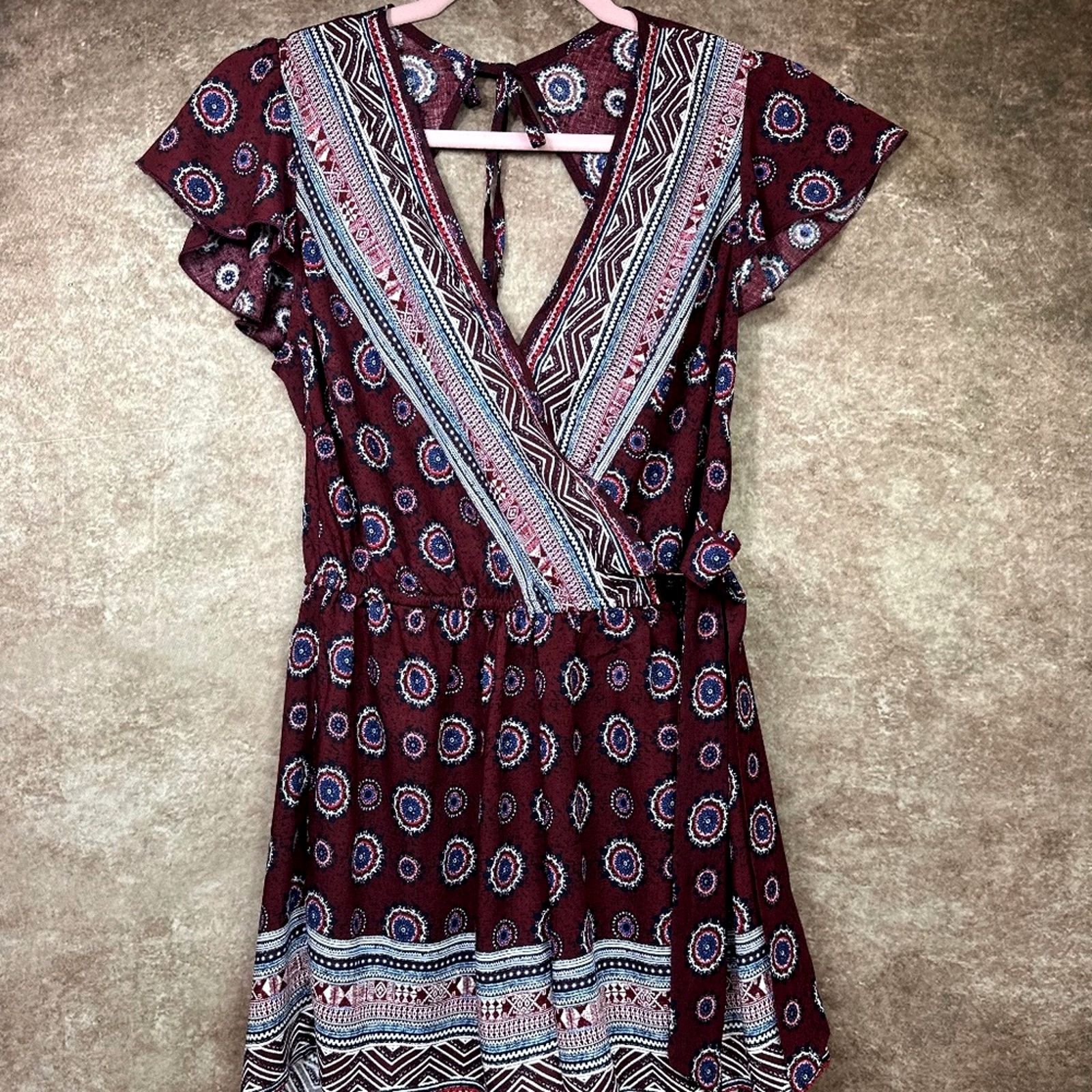 Other Band of Gypsies Paisley Romper - Burgundy - size S Size 28" / US 6 / IT 42 - 2 Thumbnail