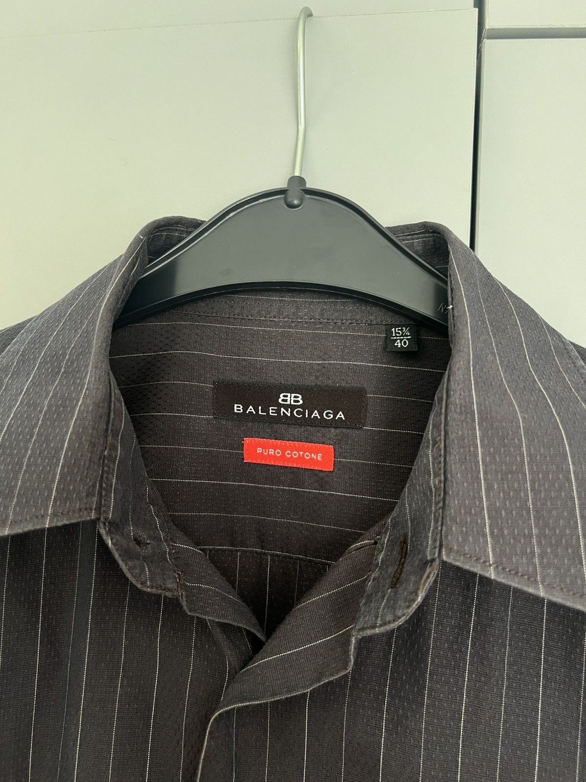 Balenciaga Balenciaga Men's Striped Cotton Button Up Shirt Size 15/40 Size US M / EU 48-50 / 2 - 6 Thumbnail