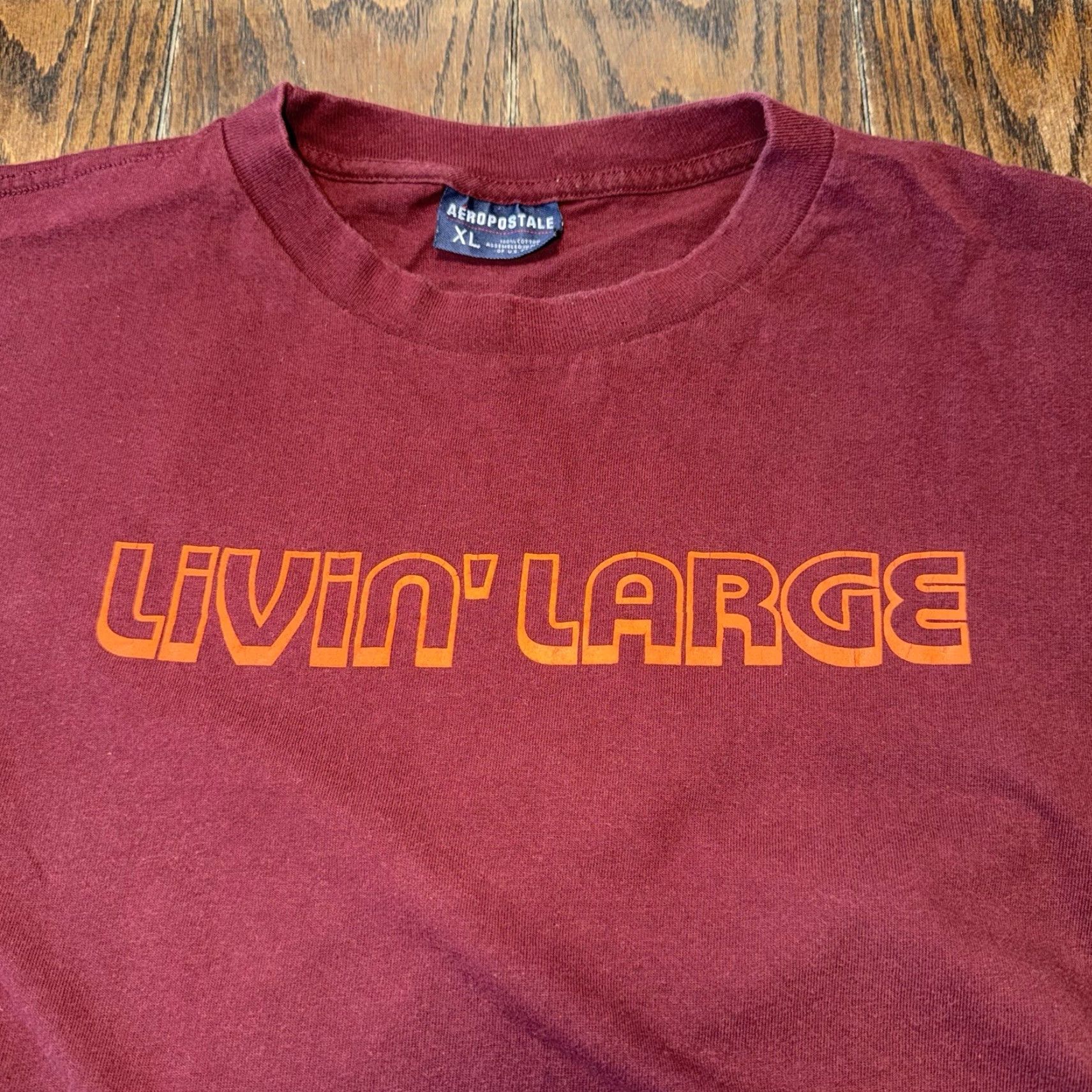 Aeropostale VINTAGE Aeropostale Shirt XL Men Maroon Knit Cotton Crew Neck Short Sleeve Graphic Print Bill The Mall Funny 90s Y2K, Machine Washable Size US XL / EU 56 / 4 - 2 Thumbnail
