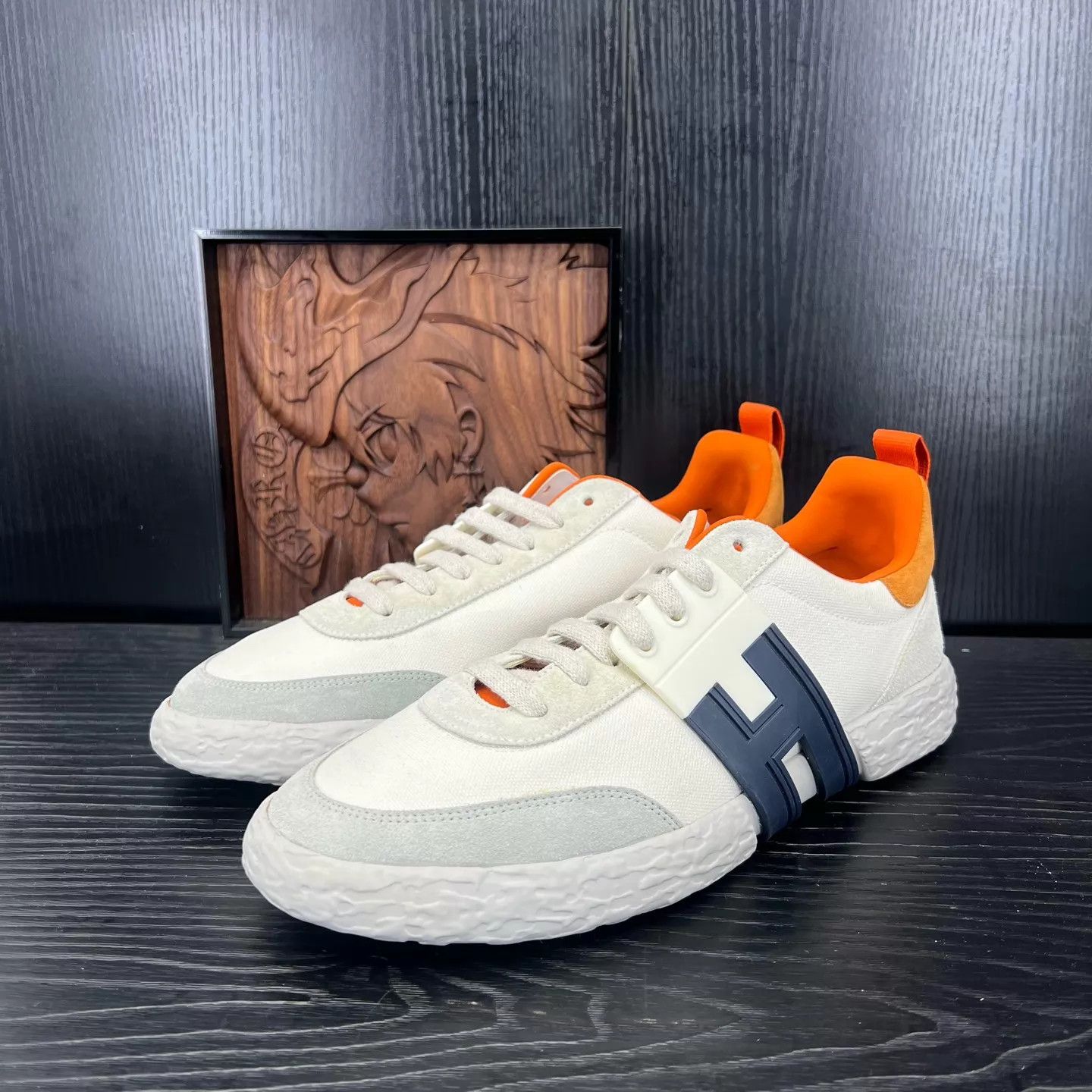 Hogan HOGAN White Orange Colorblock Sneakers US9 Worn Once Size US 9 / EU 42 - 1 Thumbnail