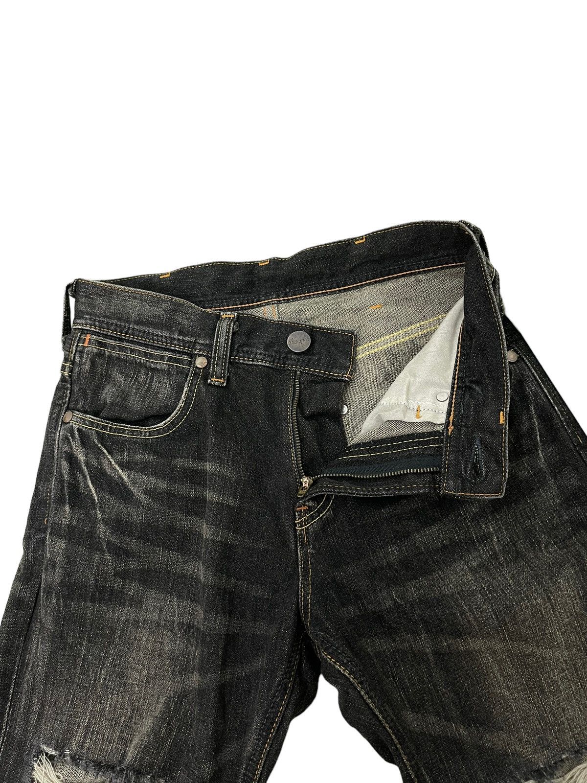 Japanese Brand Flare Jeans Wrangler Faded Distress Boot Cut 7🟦2 Size US 29 - 9 Thumbnail