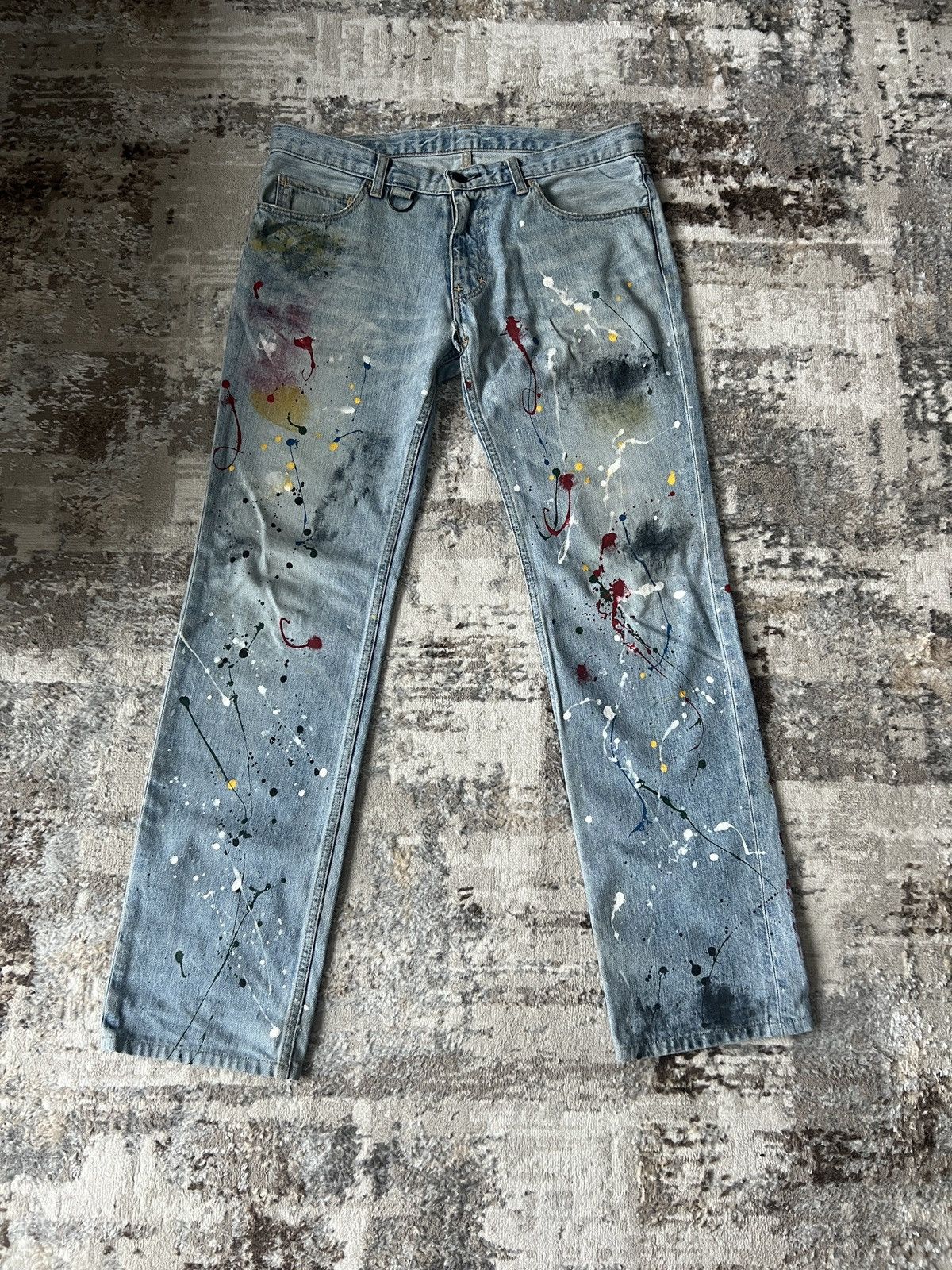 Number (N)ine Number (N)ine SS06 Paint Splatter Denim Size US 32 / EU 48 - 1 Thumbnail